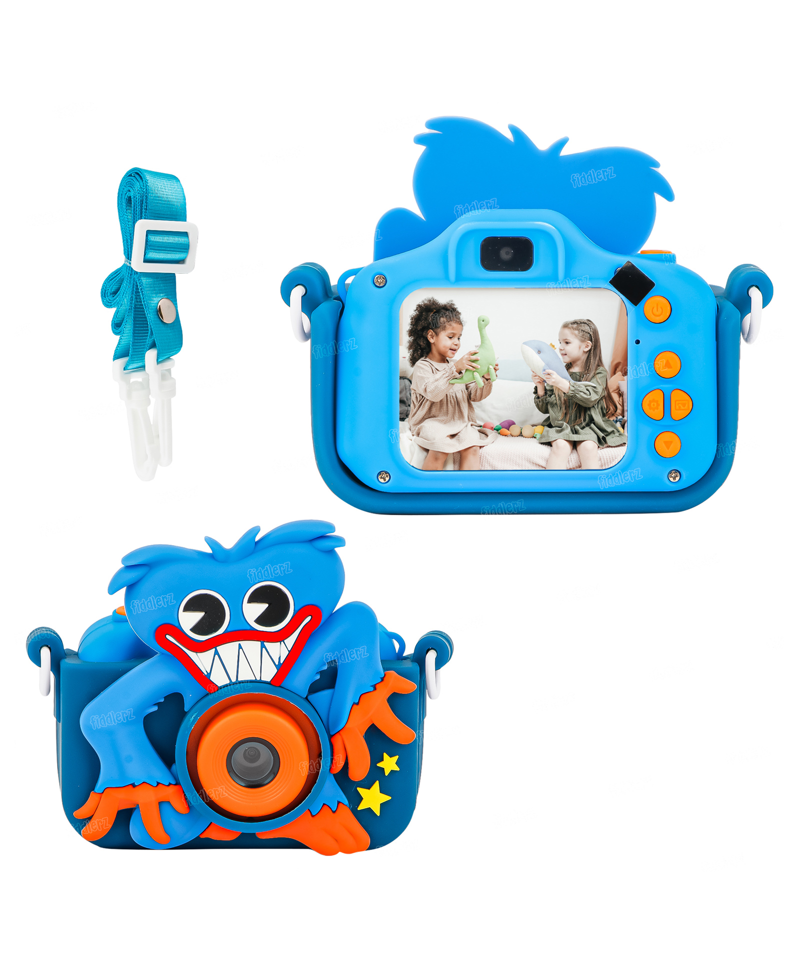 Fiddlerz Kids Camera for Girls HD Kids Selfie Digital Video Camera Full HD 1080P 2.0 Screen with Inbuilt Games & Silicone Cover - Blue-image-48