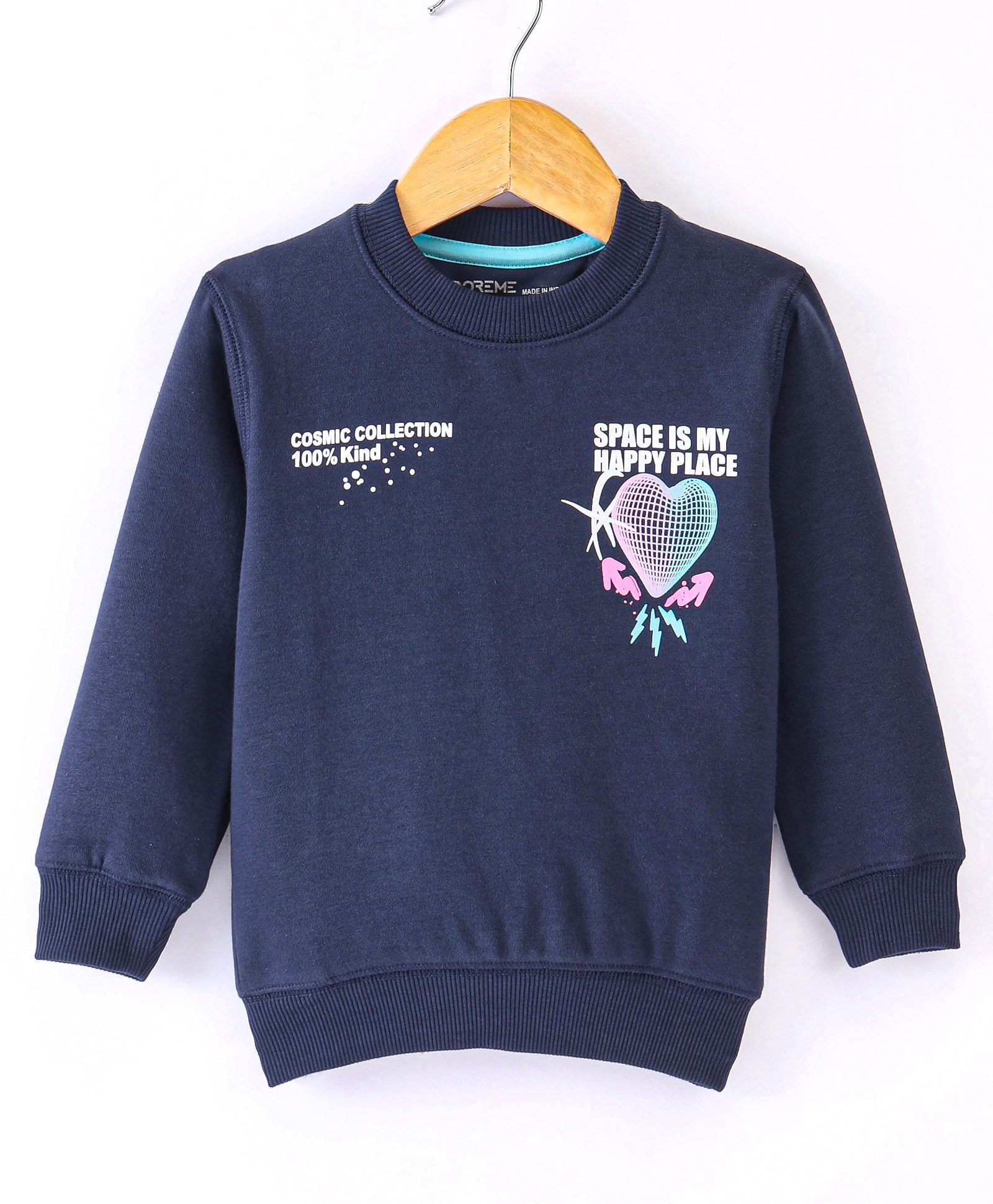Doreme Cotton Fleece Full Sleeves Sweatshirt Text Print - Oxford Blue-image-25