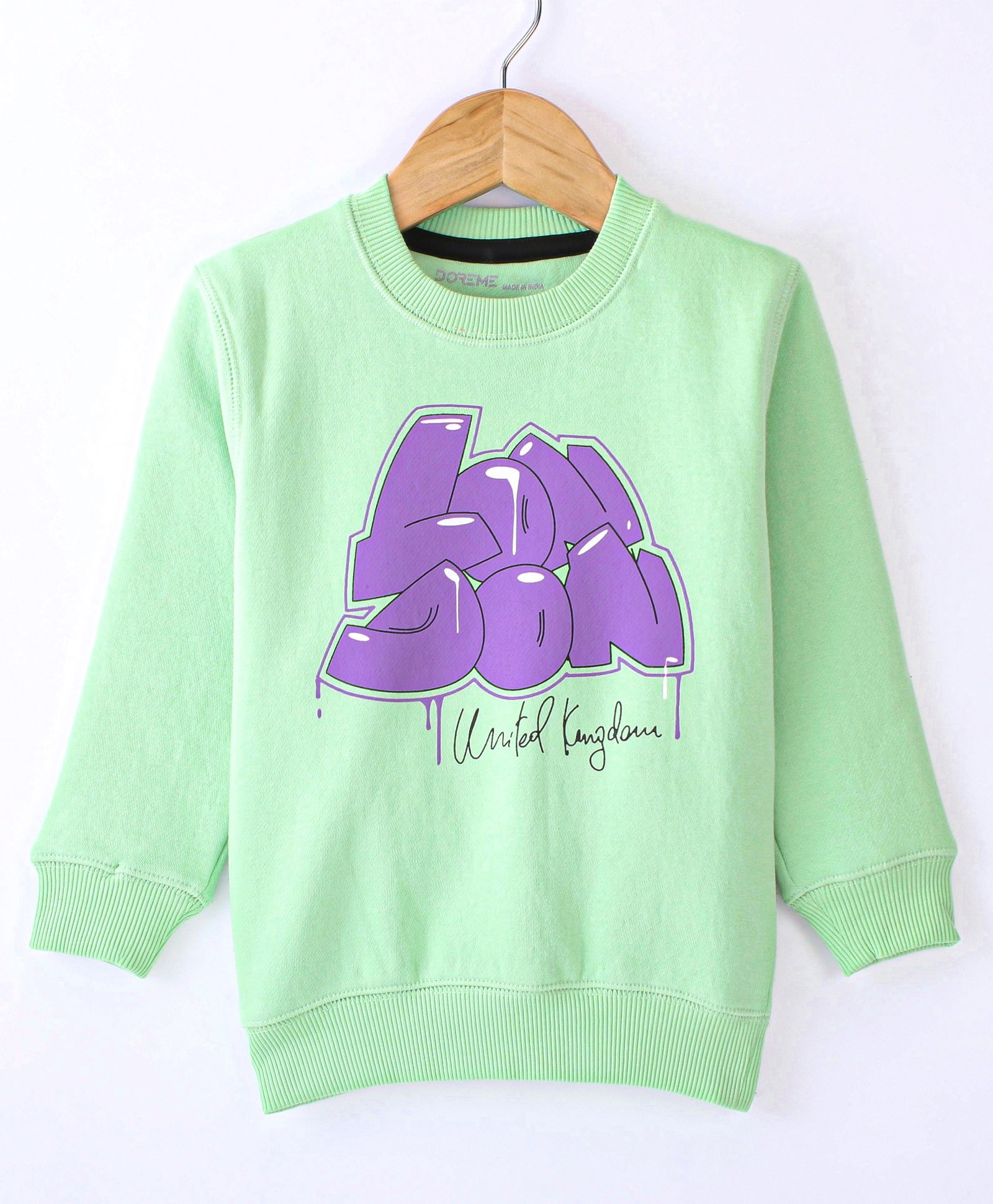 Doreme Cotton Fleece Full Sleeves Sweatshirt Text Print - Green-image-49