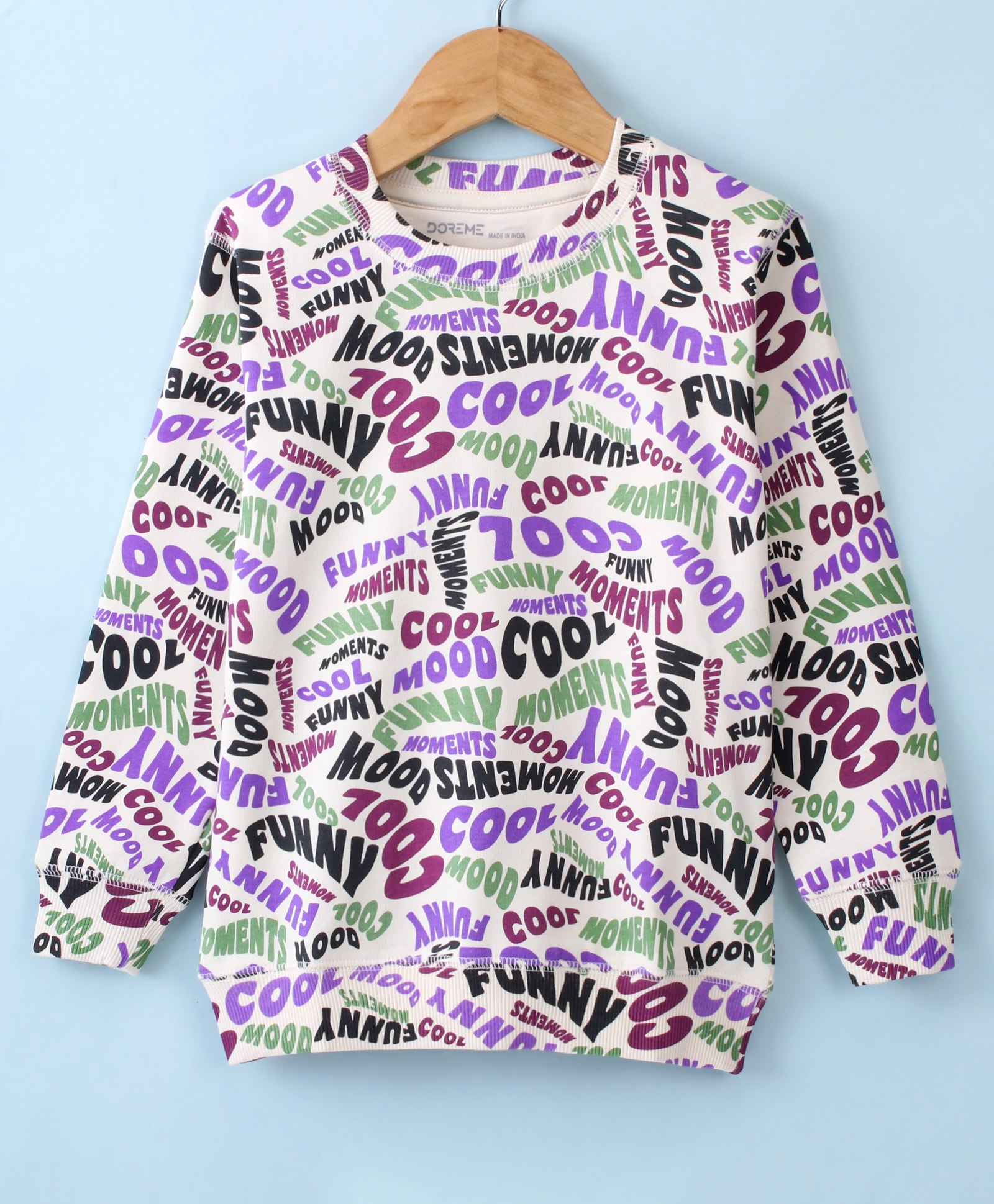 Doreme Cotton Terry Full Sleeves Sweatshirt Text Print - Multicolour-image-28