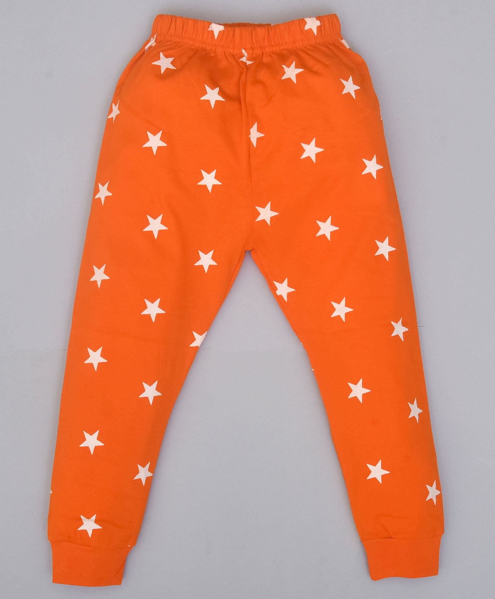 hrit Kiwi 100% Cotton Stars Printed Joggers - Orange-picture-28