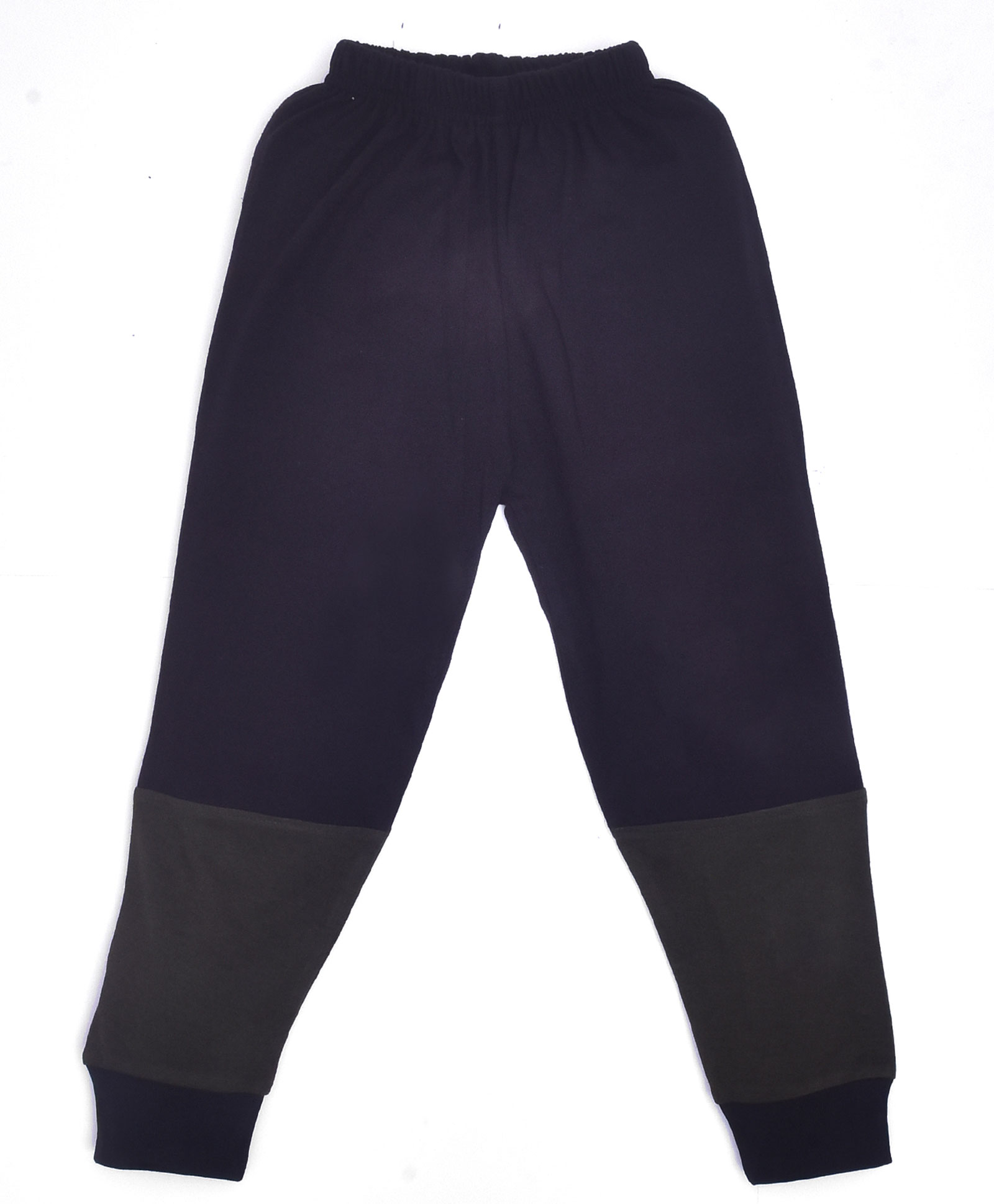 hrit Kiwi 100% Cotton Colour Blocked Joggers - Black & Olive Green-picture-13
