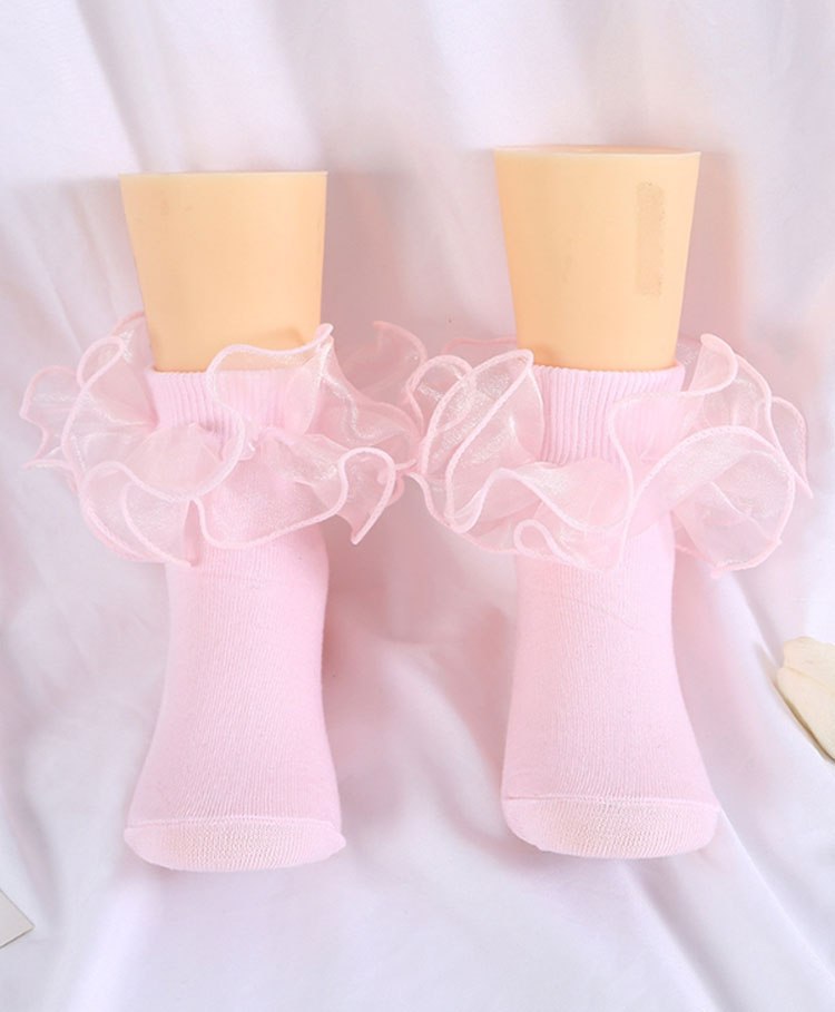 Flaunt Chic Ruffle Lace Detailed Socks - Pink-picture-36