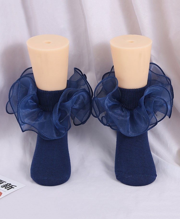 Flaunt Chic Ruffle Lace Detailed Socks - Blue-picture-20