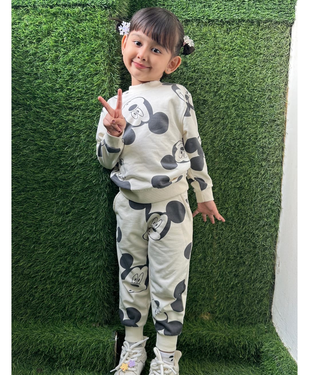 Nap Chief Disney Featuring Pure Cotton Full Sleeves Mickey Mouse Printed Coordinating Set - Off White-picture-25
