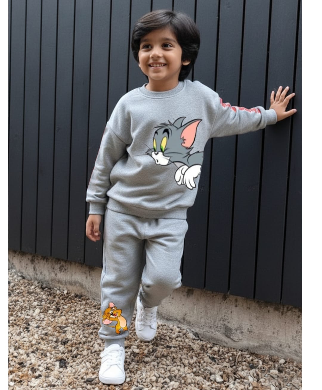 Nap Chief Warner Bros Featuring Pure Cotton Full Sleeves Tom And Jerry Printed Coordinating Set - Grey Melange-image-35