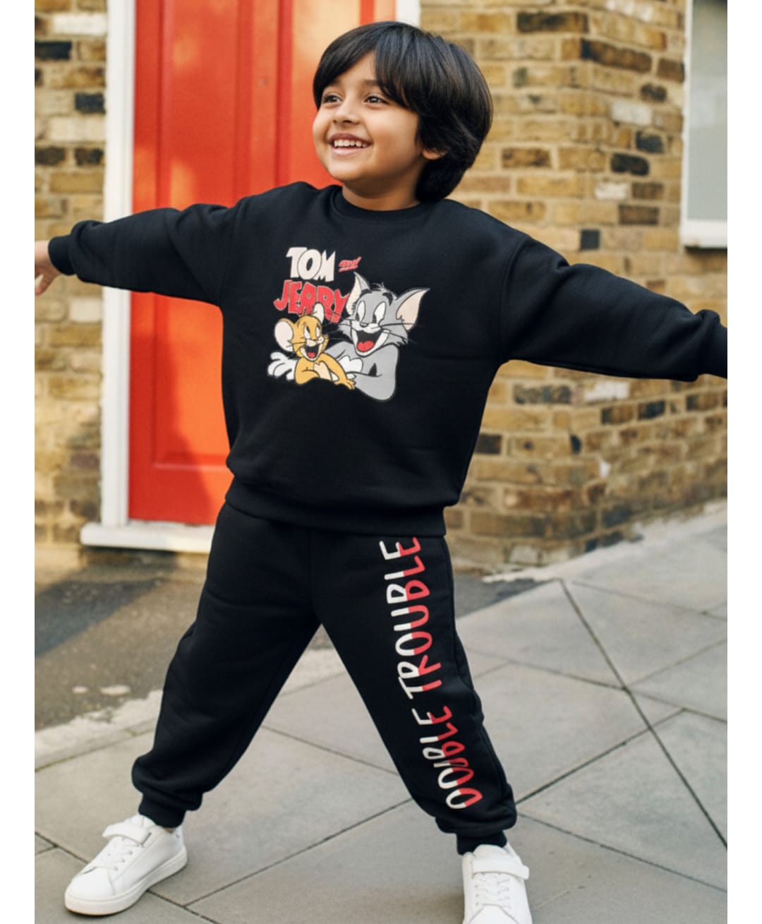 Nap Chief Warner Bros Featuring Pure Cotton Full Sleeves Tom And Jerry Printed Coordinating Set - Black-image-49