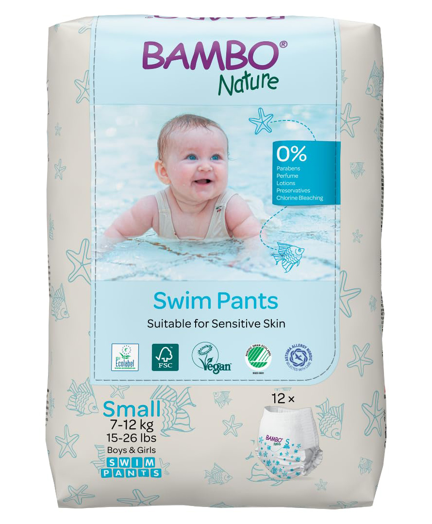 Bambo Nature Disposable Swim Diaper Pants, Small (7-12 kgs)