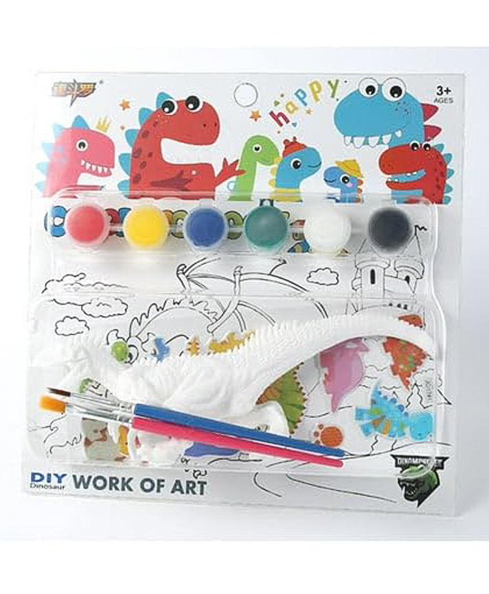 Happy Hues DIY Dinosaur Toy Painting Kit with Colours- Brushes & a Dinosaur-Kids Art & Craft-image-8