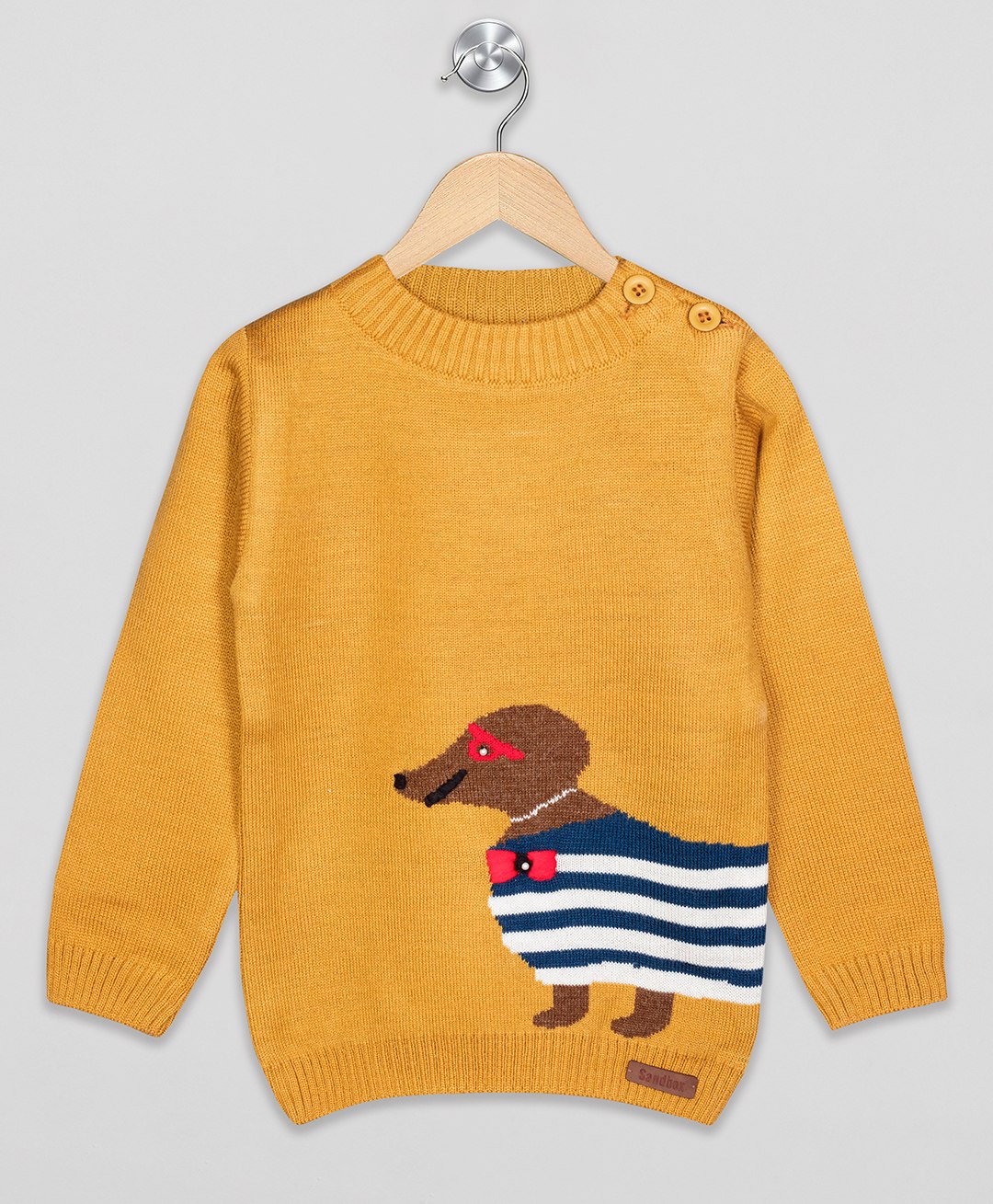 The Sandbox Clothing Co Full Sleeves Dog Designed Sweater - Mustard Yellow-image-21
