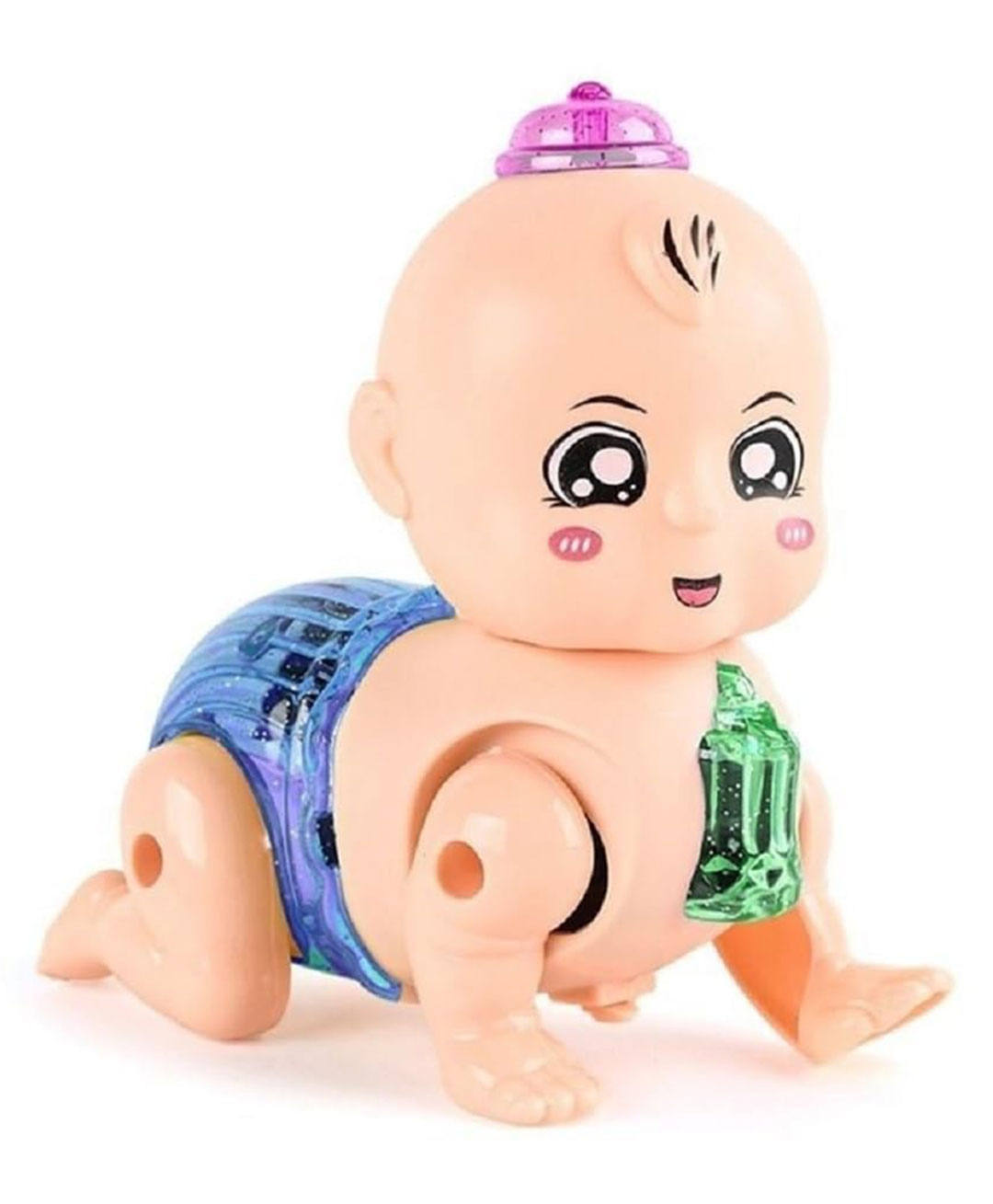 VGRASSP Crawling Baby Toy with Light and Music Battery Operated Luminous Dancing Manual Head Twist Walking Cute Adorable While Crawling - Unisex-image-25
