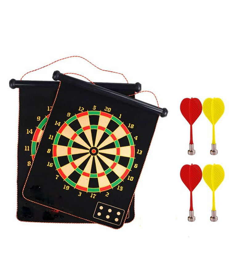VGRASSP 12 Inch Magnetic Dart Board Game for Kids Double Sided Foldable Dart Board Game Toy for Kids with 4 Free Magnetic Darts-image-15