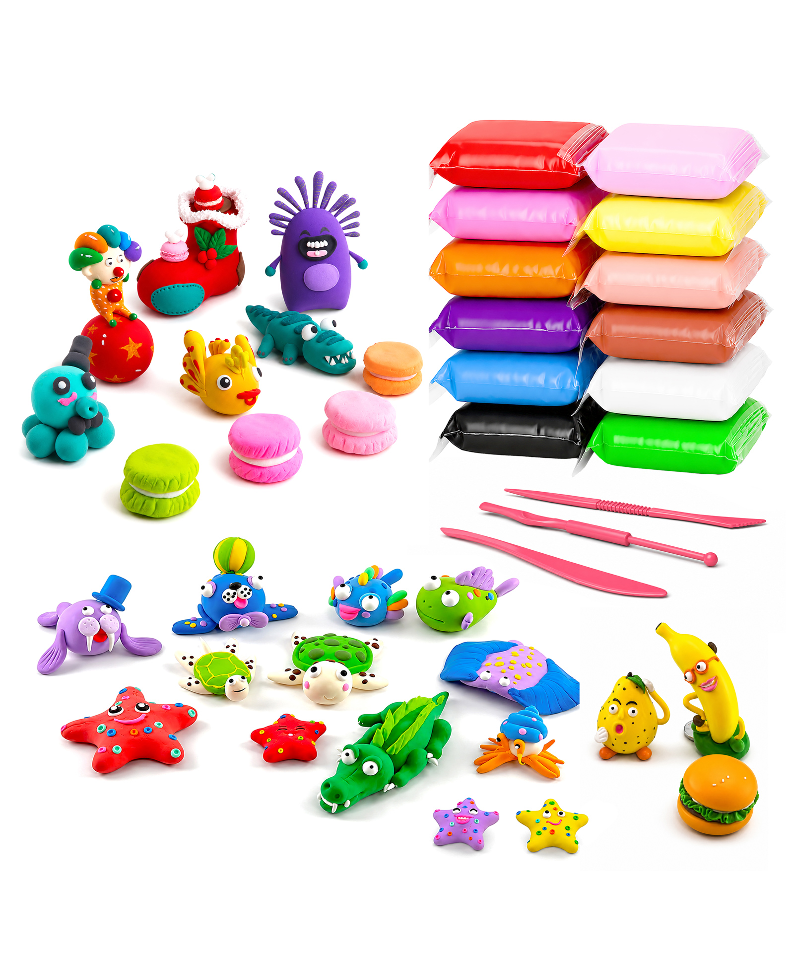 VGRASSP 12 Pcs Pack Super Light Air Dry DIY Clay Fun Toy Kit with 3 Tools For Kids For Playing Creative And Colorful Art And Craft With Soft Clay - Fun Educational Kit-image-26