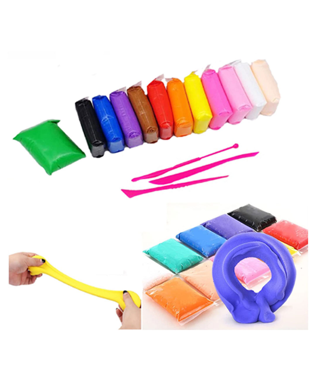 VGRASSP 36 Pcs Pack Super Light Air Dry DIY Clay Fun Toy Kit with 9 Tools For Kids For Playing Creative And Colorful Art And Craft With Soft Clay - Fun Educational Kit-image-24