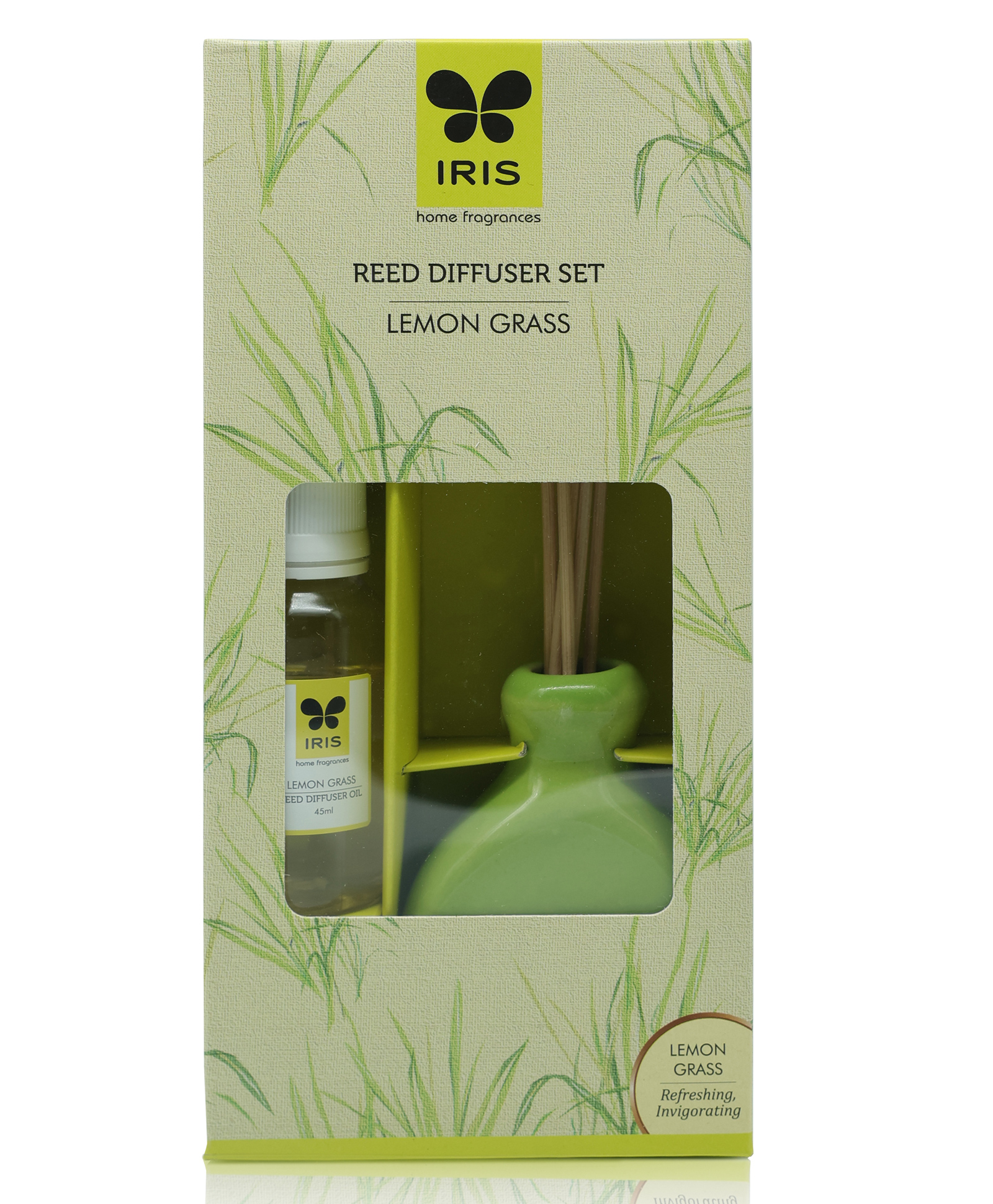Iris Homefragrances  Fragance Reed Diffuser Set with Oil 45 ml Ceramic Pot and Diffuser Stick - Fragrance Lemon Grass-picture-22