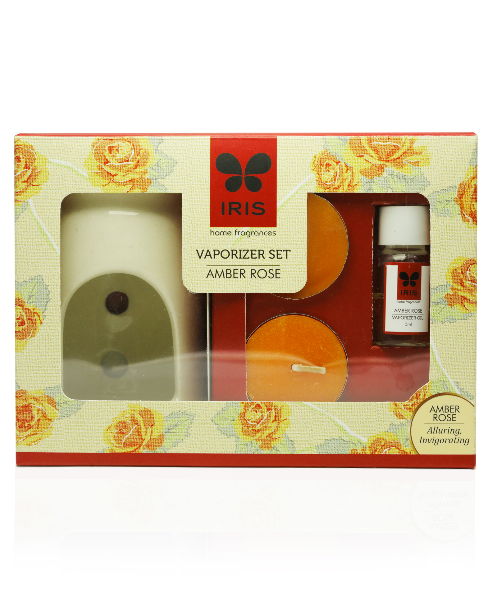Iris Homefragrances Amber Rose Vaporizer Set With Two Tea Light Candles and Amber Rose Scent Oil-image-2