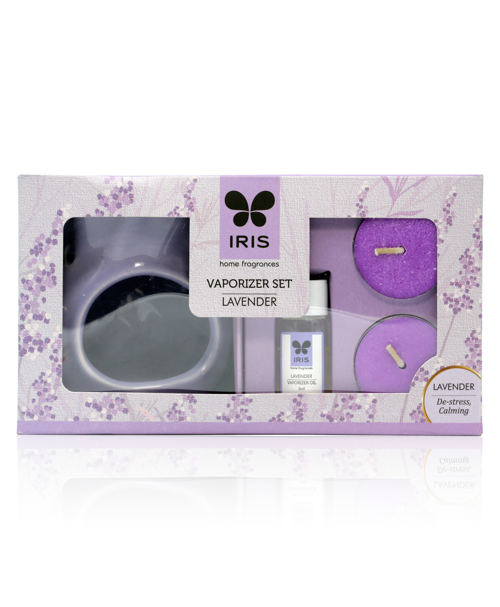 Iris Homefragrances Ceramic Fragrance Vaporizer Set With 2 Tealights and Lavender Oil-image-39