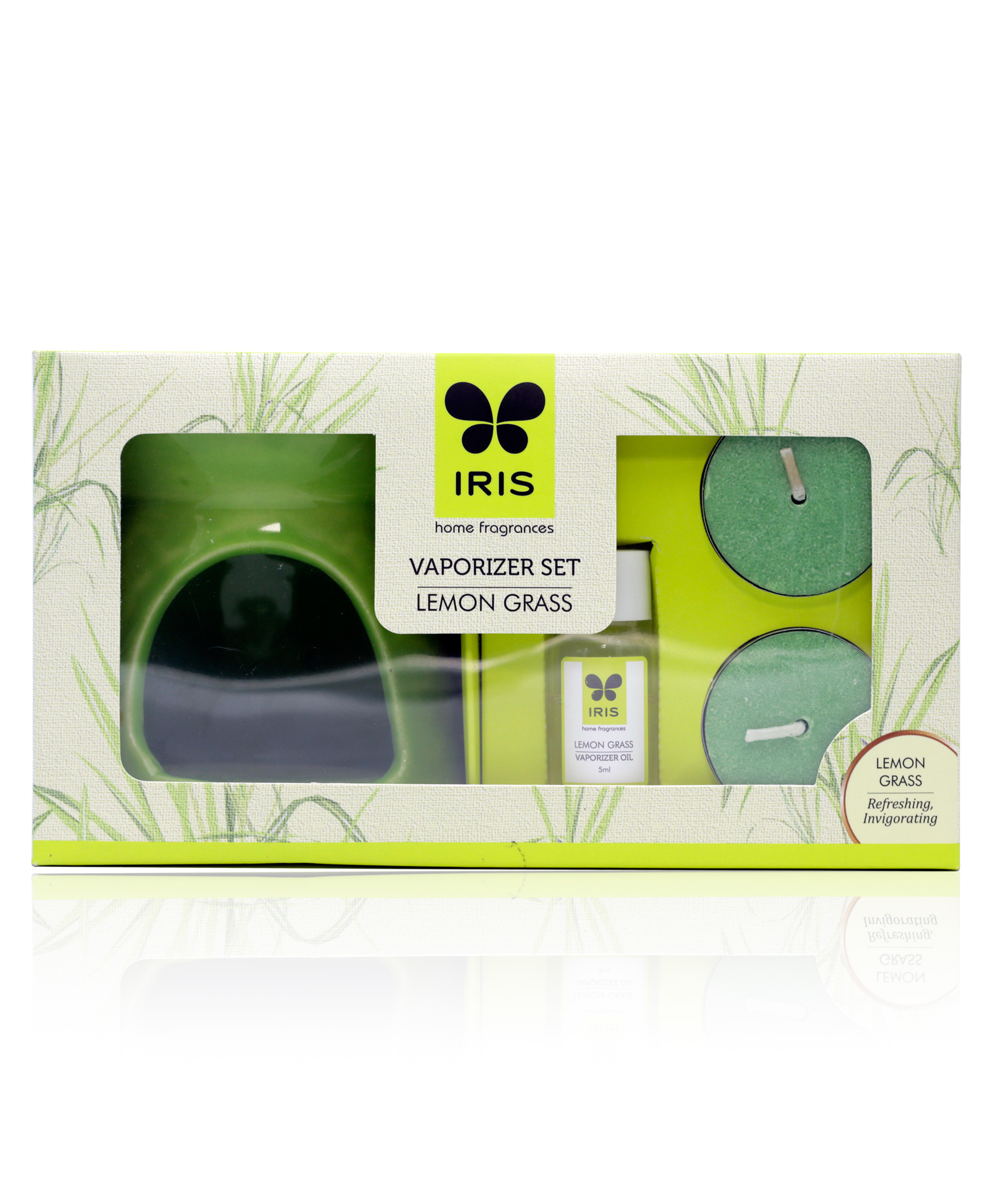 Iris Homefragrances Ceramic Fragrance Vaporizer Set with Two Tealights and Lemon Grass Oil-picture-38