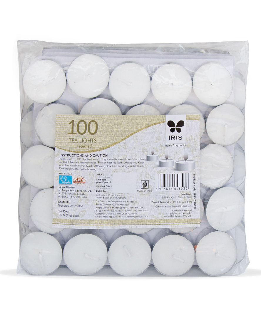 Iris Homefragrances  Unscented Tealights 9 g Each - Pack of 100-picture-30