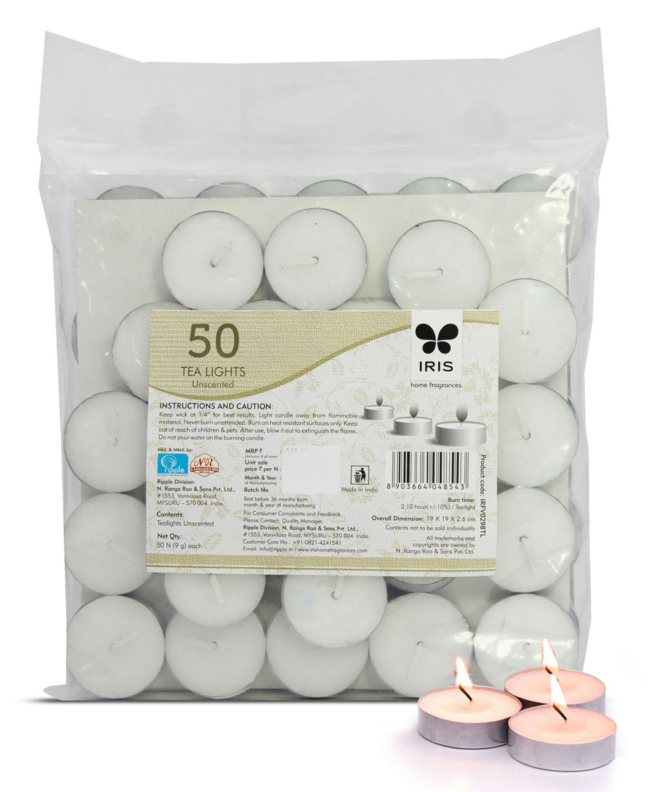 Iris Homefragrances Unscented Tealights 9 gm Each - Pack of 50-image-37