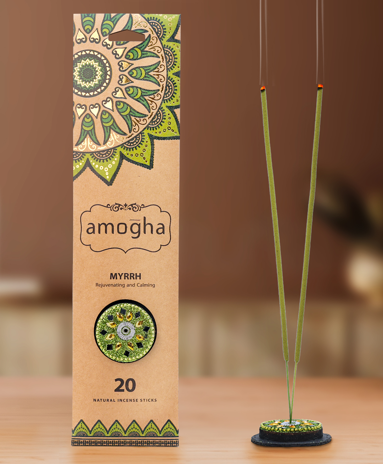 Amogha Incense sticks with holder -Fragrance Myrrh-image-22