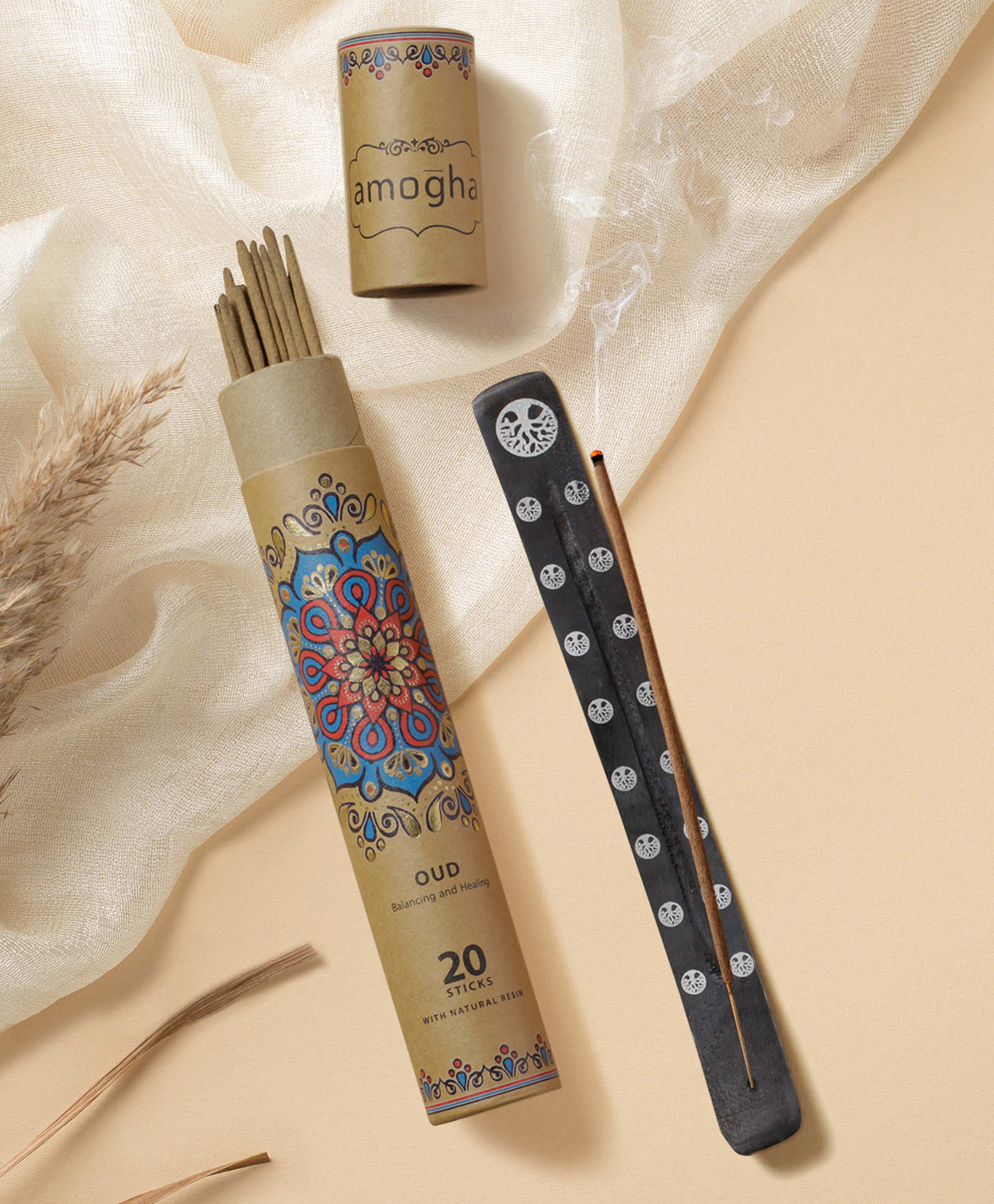 Amogha Masala Incense Sticks With Black Ashcatcher - Fragrance Oud-image-36