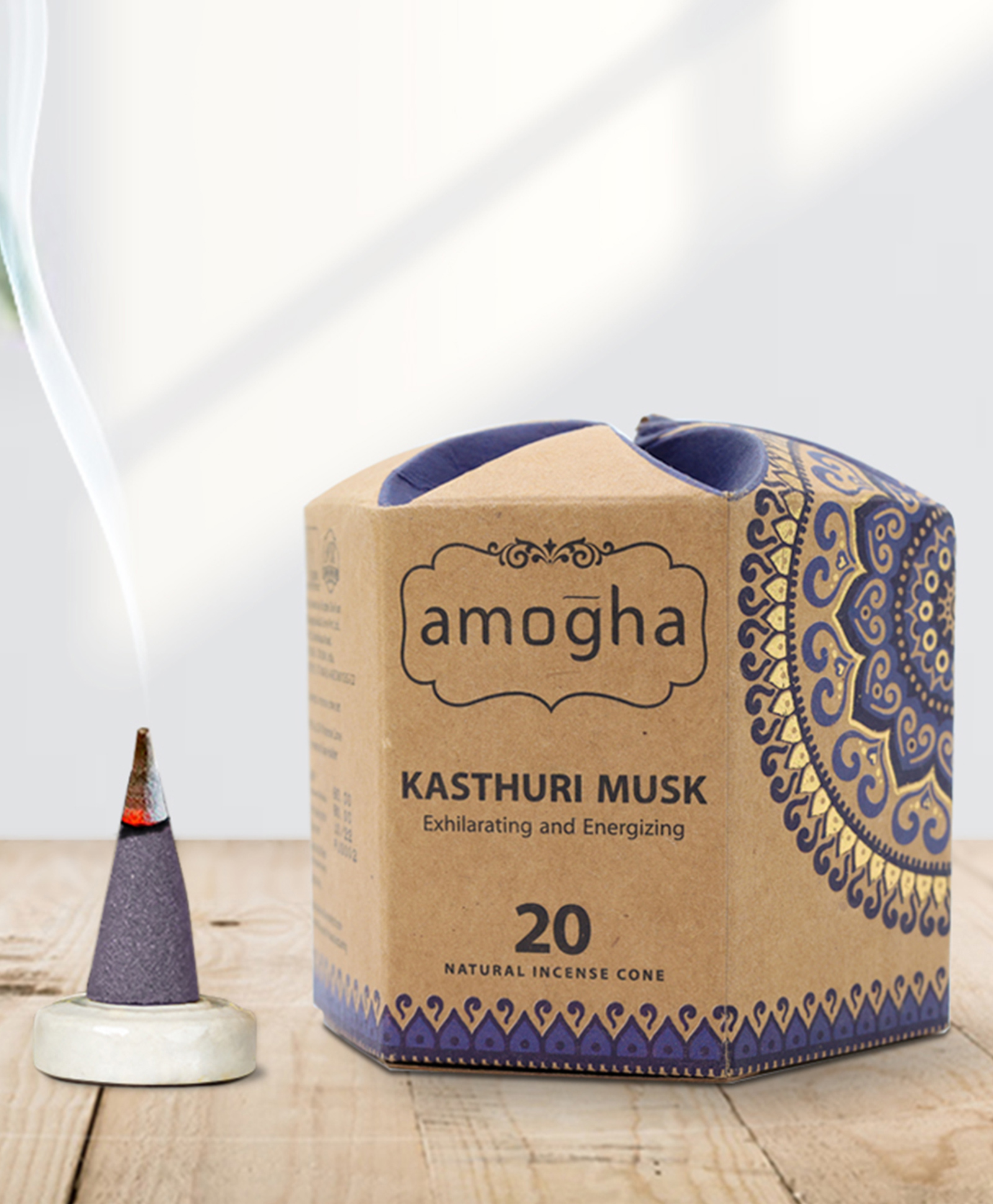 Amogha Incense Cone In A Hexa Krafted Box - Fragrance Kasthuri Musk-picture-16
