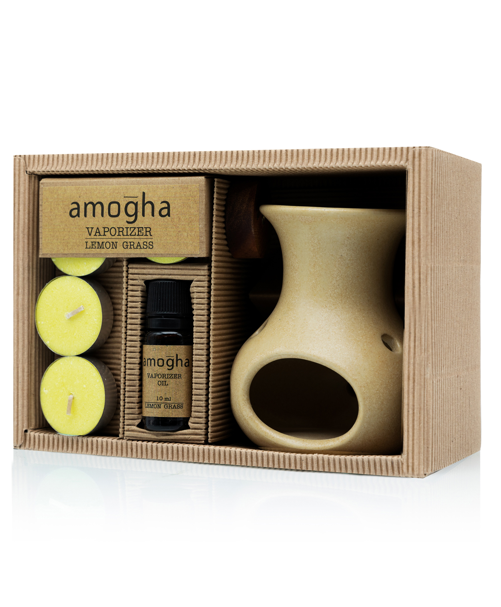 Amogha  Fragrance Vaporizer With 4 Tealights and 10 ml Oil - Fragrance Lemon Grass-picture-12