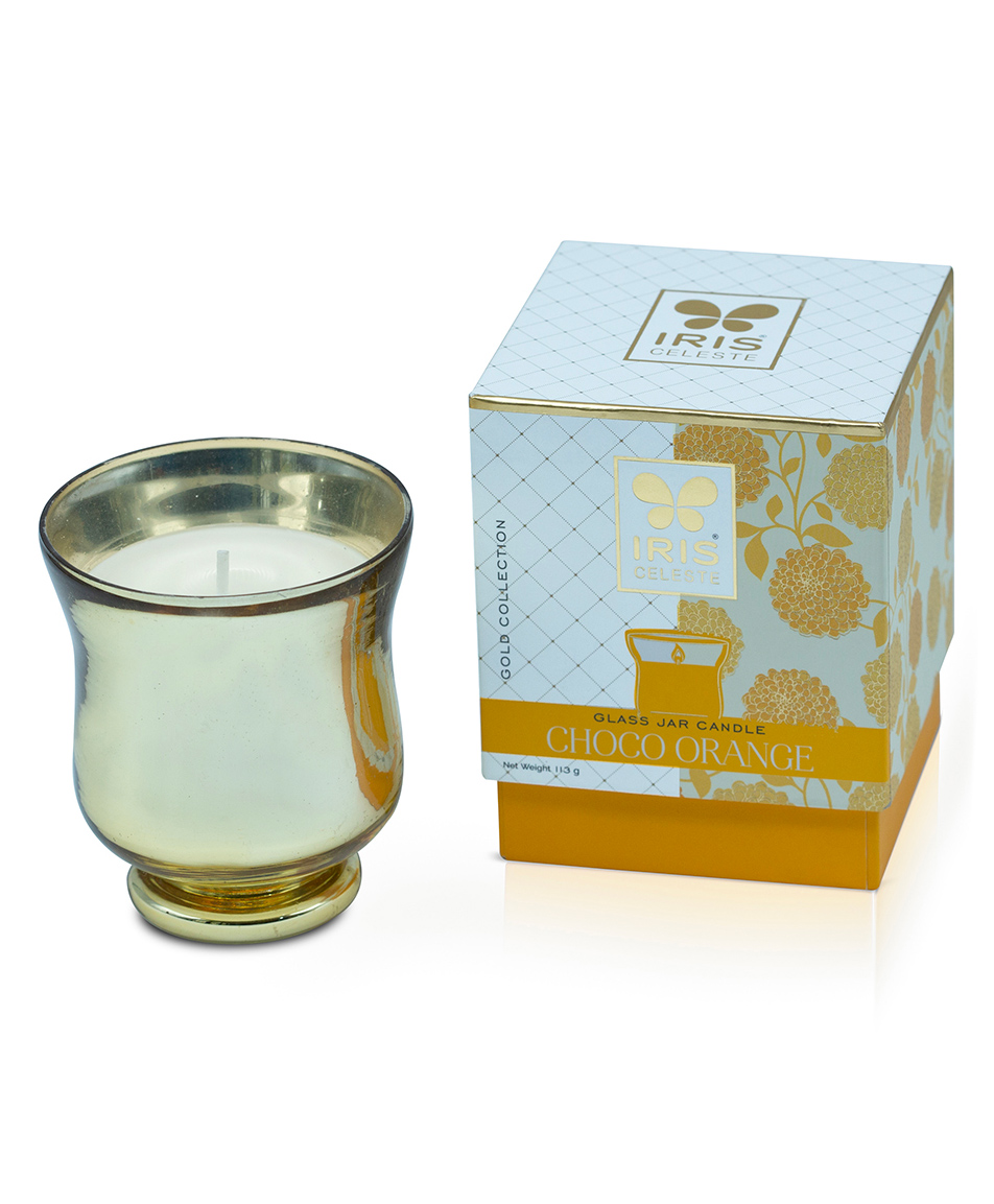 Iris Celeste Fragrance Choco Orange Hurricane Candle Gold Collection - 113 gm-image-16