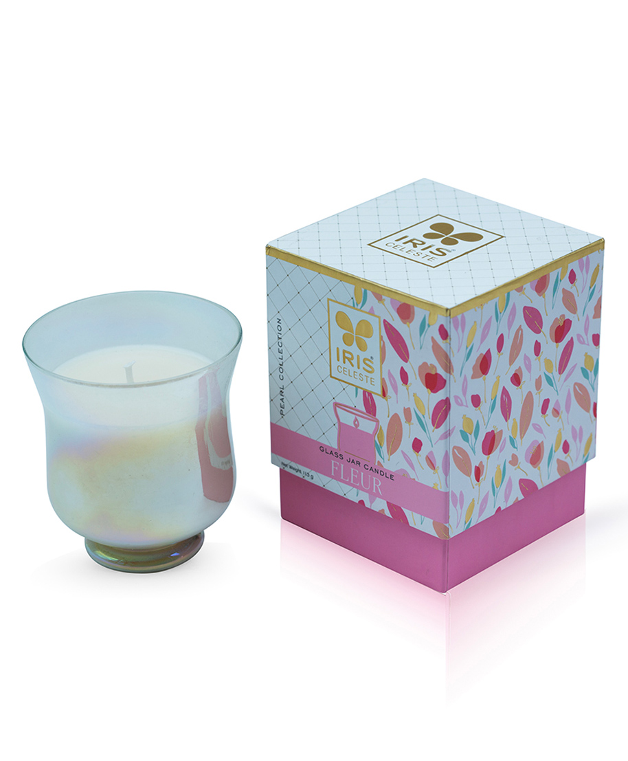 Iris Celeste Fragrance Fleur Hurricane Candle Pearl Collection - 113 gm-image-35