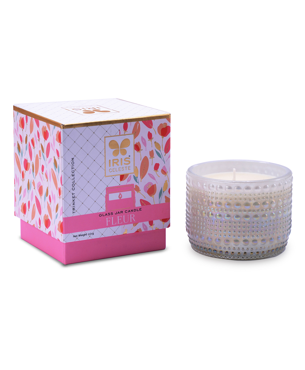 Iris Celeste Pearl color jar Trinket Fragrance Fleur Candle - 113 gm-image-36