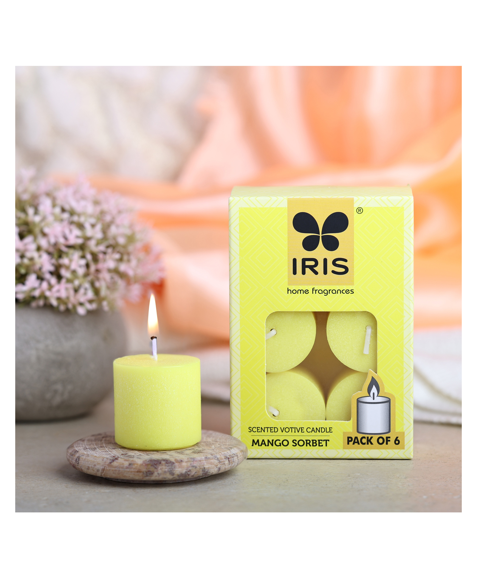 Iris Homefragrances Mango Sorbet scented Votive Candles Refill 32 gm Each - Pack of 6-image-26