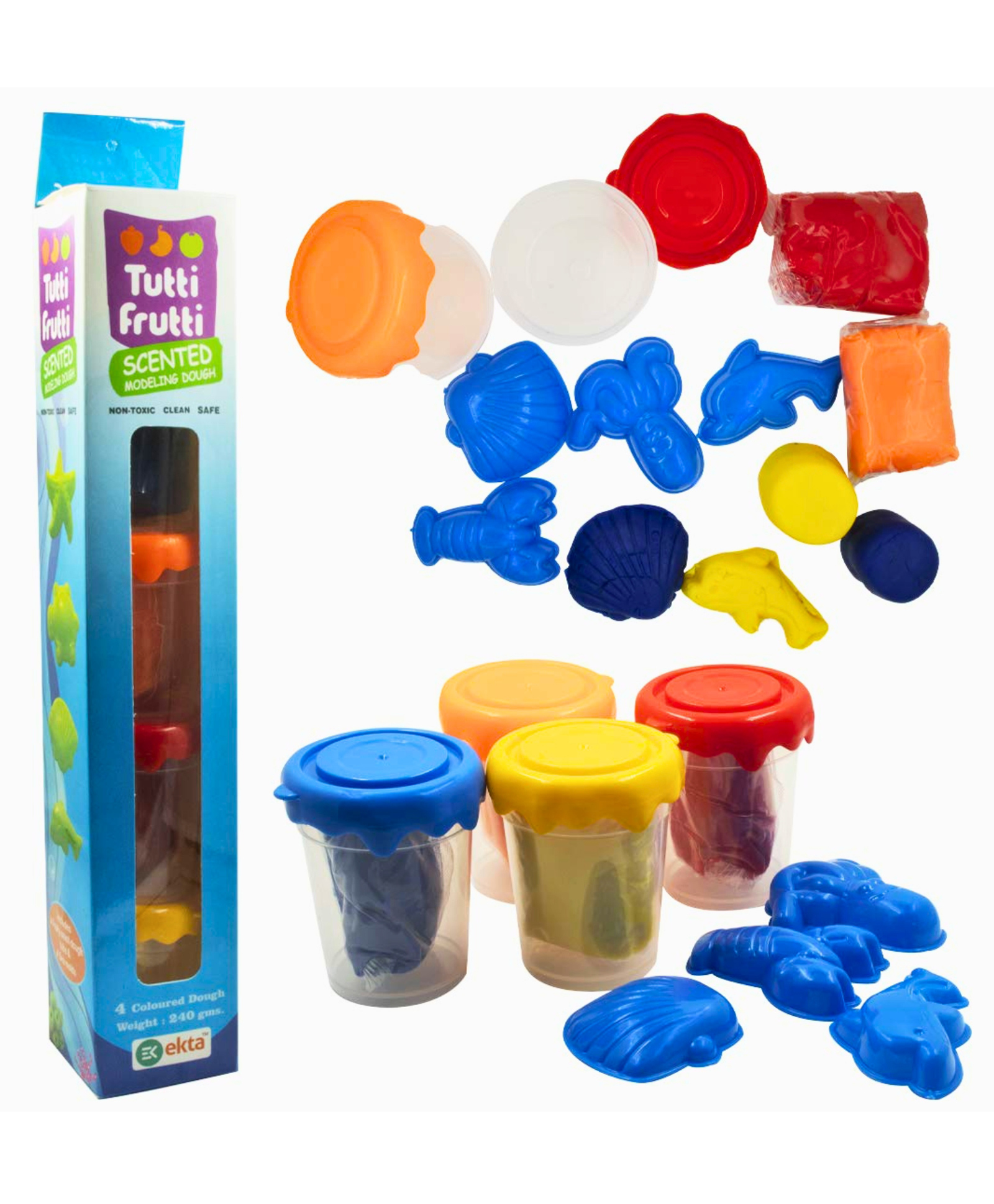 Paper Moon Tutti Frutti Scented Modeling Clay Dough with Moulds for Kids - Multicolor-image-35