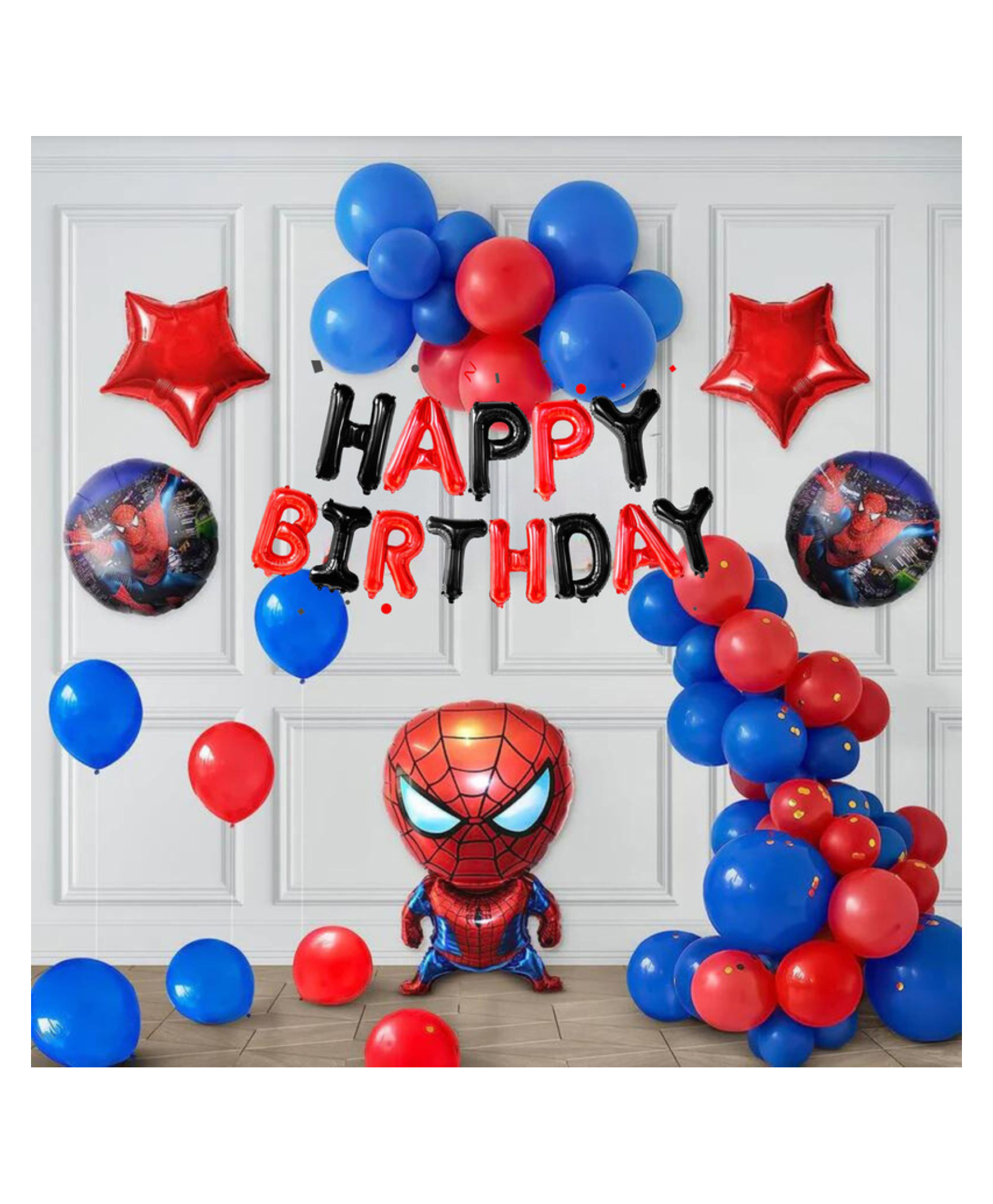 Bubble Trouble Spiderman Theme Birthday Decoration Kit for Boys Party Decor red & blue Pack of -58-image-30