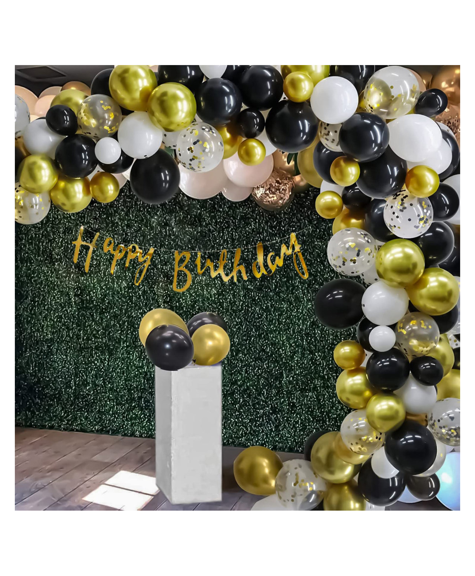 Bubble Trouble Black & White Theme Birthday Decoration with Golden Balloons - Pack of 67-picture-23