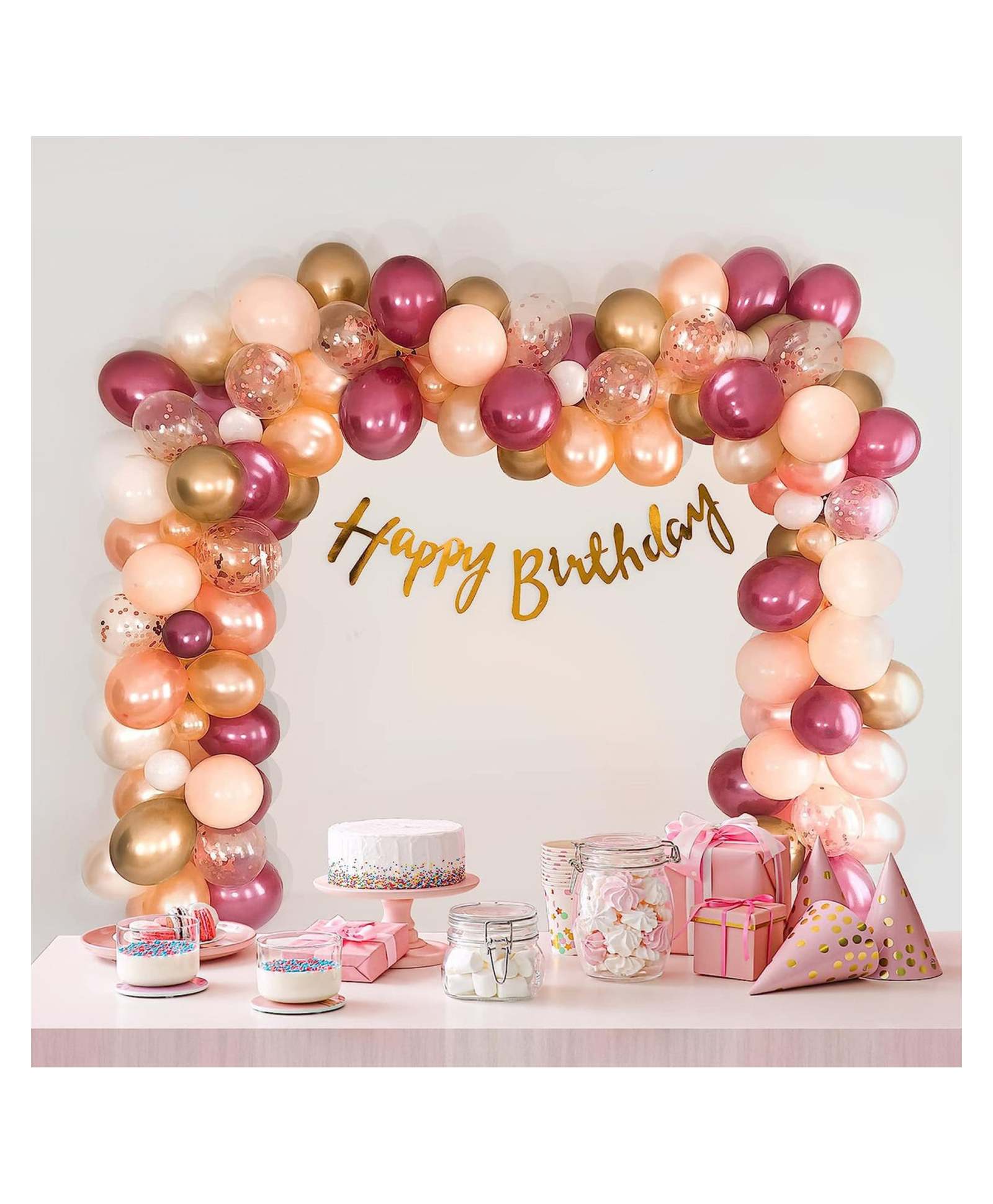 Bubble Trouble Birthday Decoration Items with Burgundy & Peach Balloons - Pack of 53-image-24