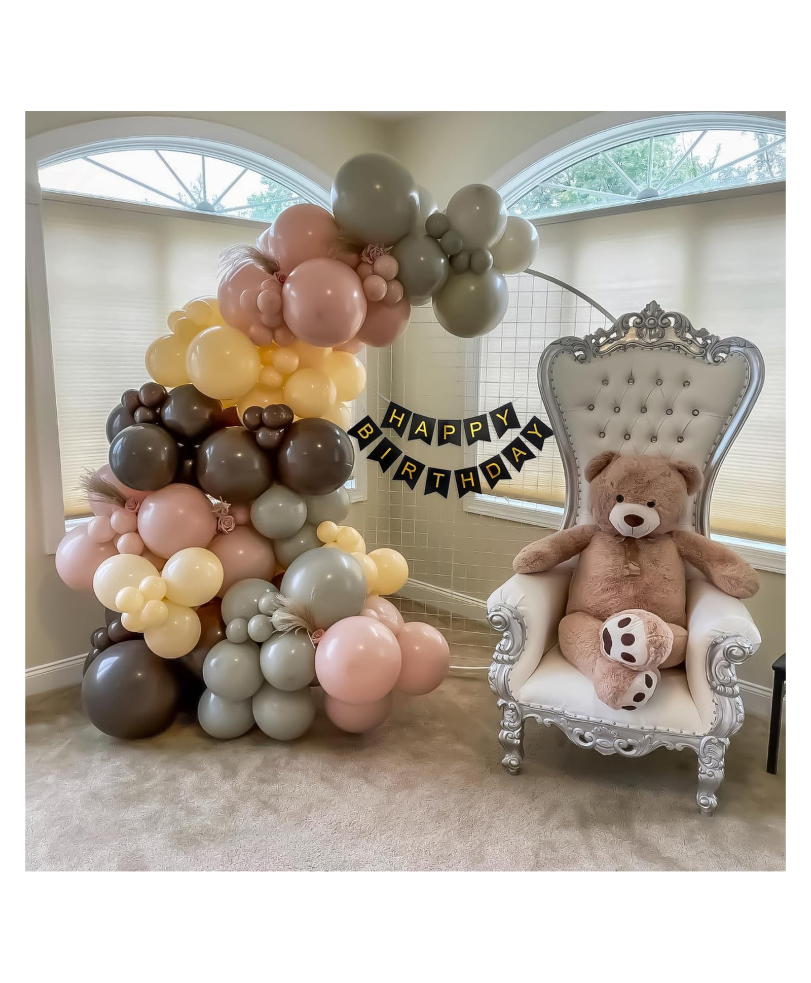 Bubble Trouble Multicolor Balloons Birthday Decoration Items with Black HBD Banner Set - Pack of 63-image-22