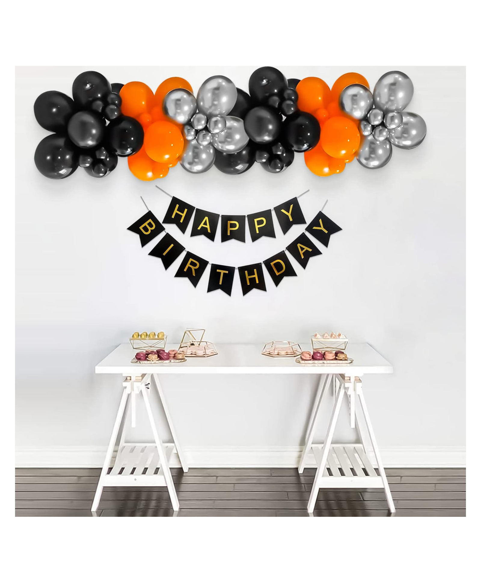 Bubble Trouble Happy Birthday combo with Silver Gold Orange Balloons - Pack of 28-image-46