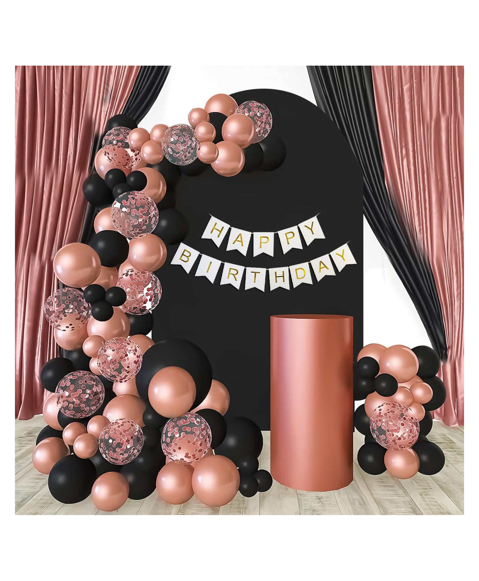 Bubble Trouble SpecialYou Black & Rose Gold theme Birthday Decoration Items for Girls Black Rose Gold Pack of 67-image-10
