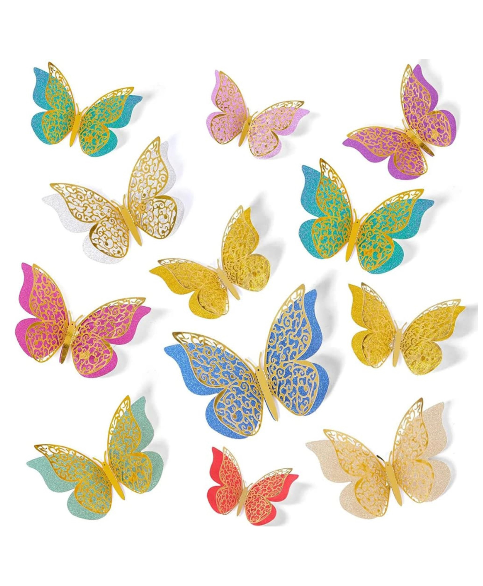 Bubble Trouble Multicolor 3D Butterfly for Decoration items for Wall Sticker Multicolor  Pack of -12-picture-23