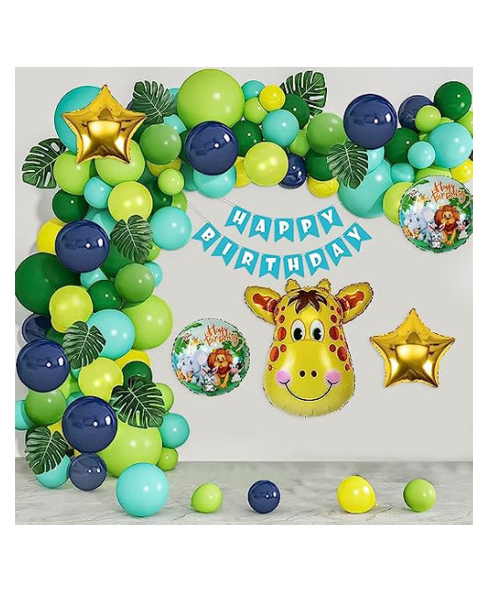 Bubble Trouble Jungle safari theme birthday decoration for girls & boys mint green balloons Pack of -59-image-45