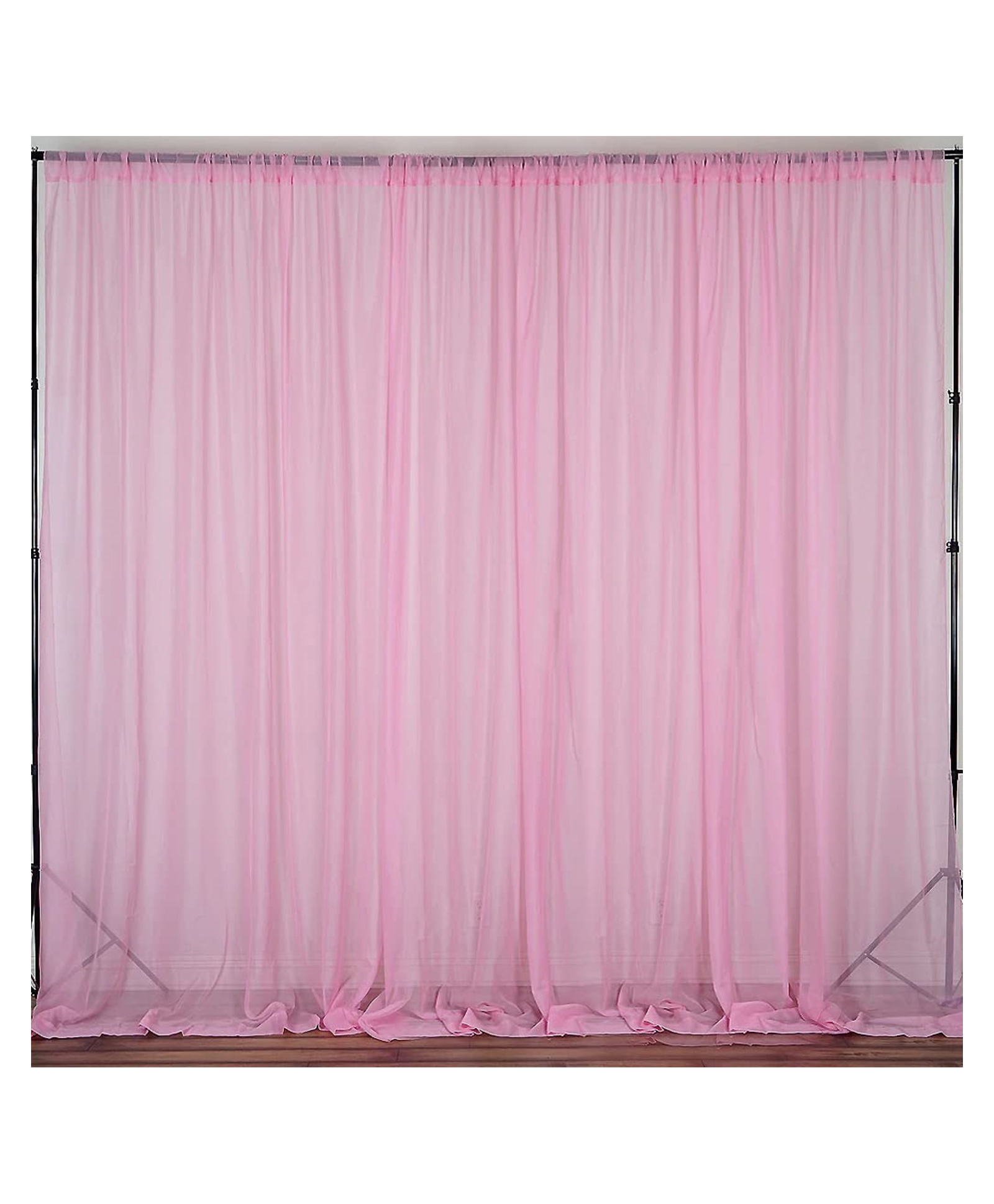 Bubble Trouble Pink Tulle Net Decorative curtain-  Pink Pack of -2-image-28