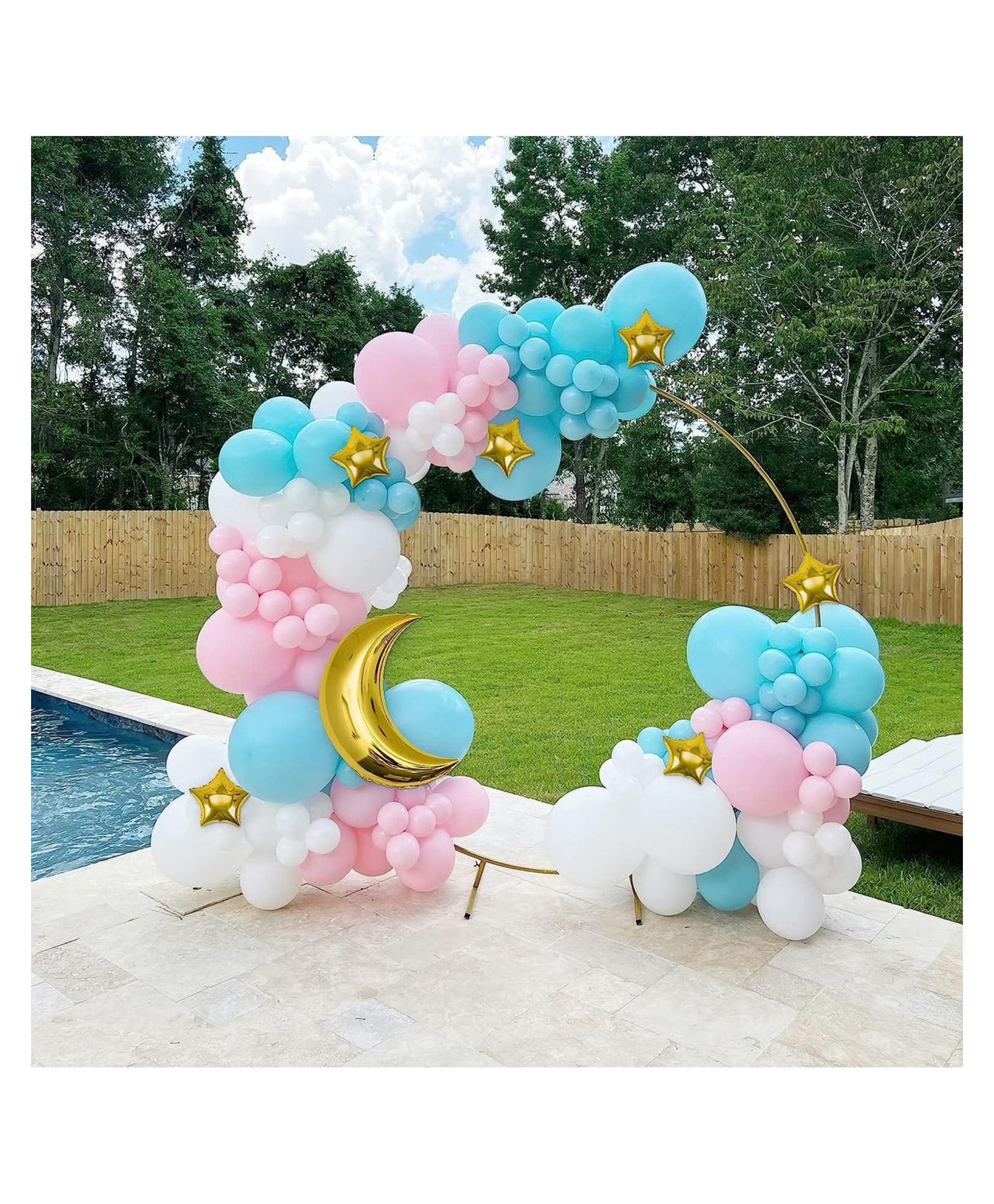 Bubble Trouble Pastel balloon Decoration with Moon & Star foil balloons Pink Blue Golden White Pack of -69-image-41