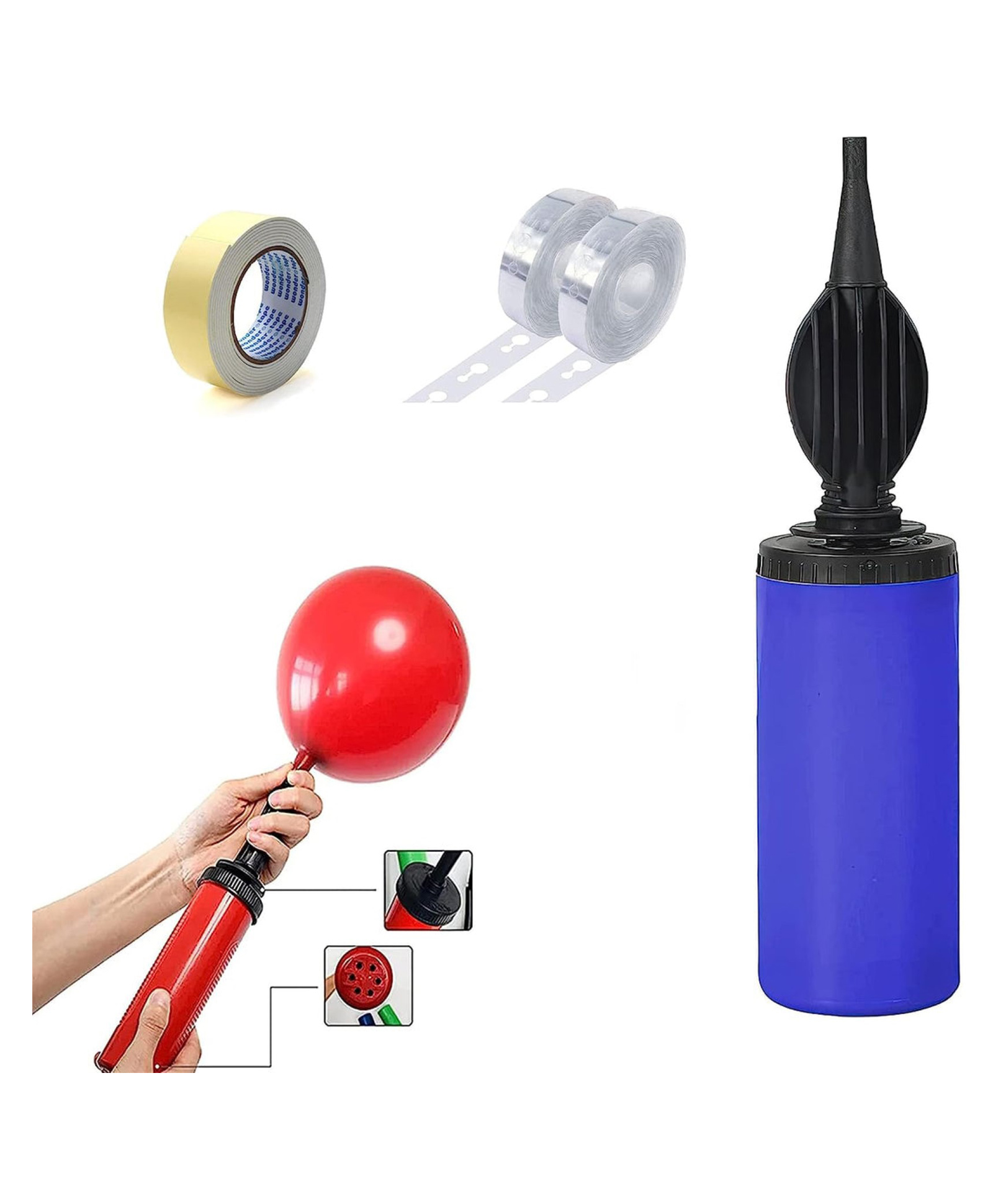 Bubble Trouble Decoration Accessories kit with balloon arch strip Double Sided Tape & Balloon Pump Multicolor  Pack of -3-image-43
