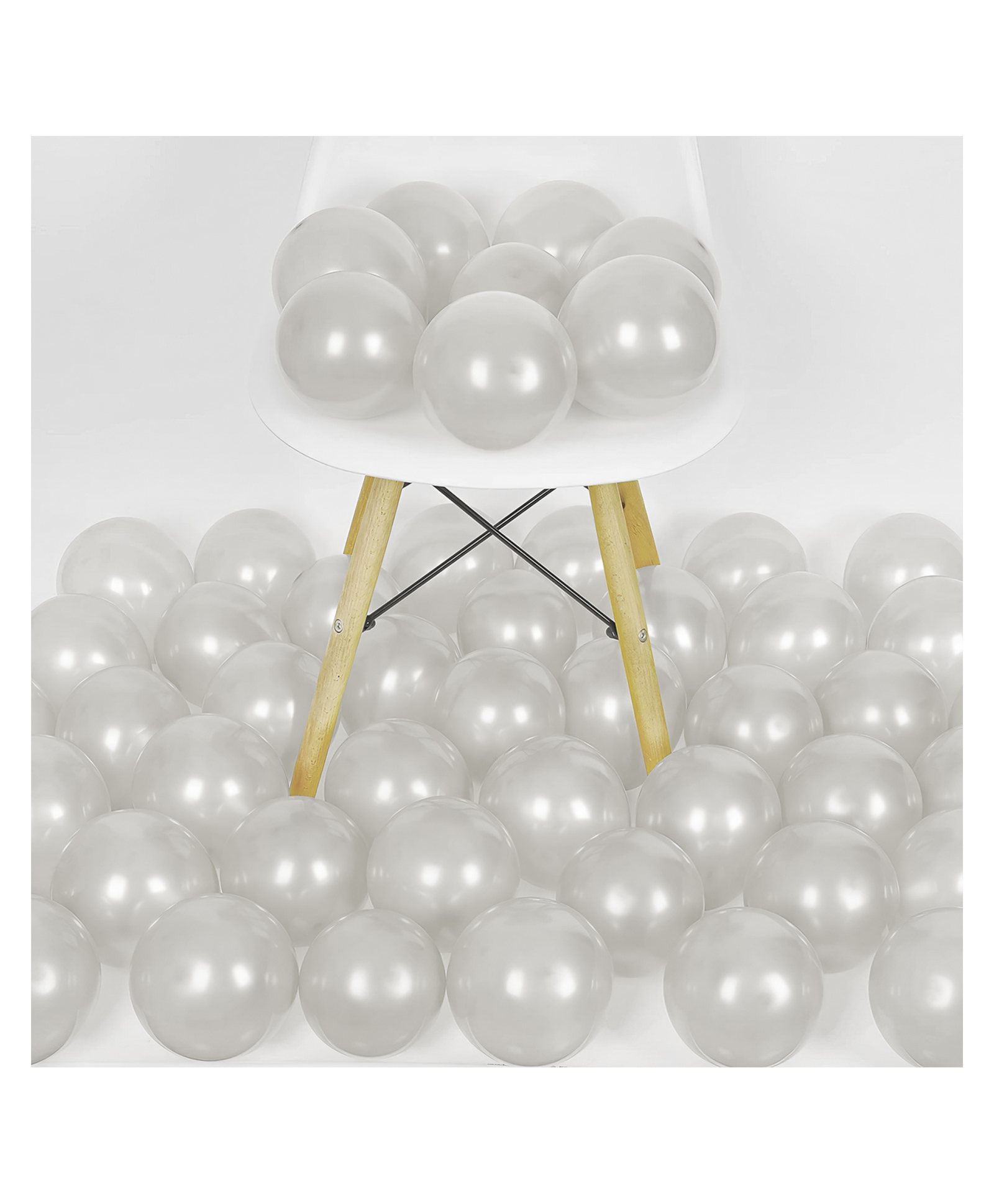 Bubble Trouble Silver metallic balloons for party decoration-100pcs Silver  Pack of -100-image-11