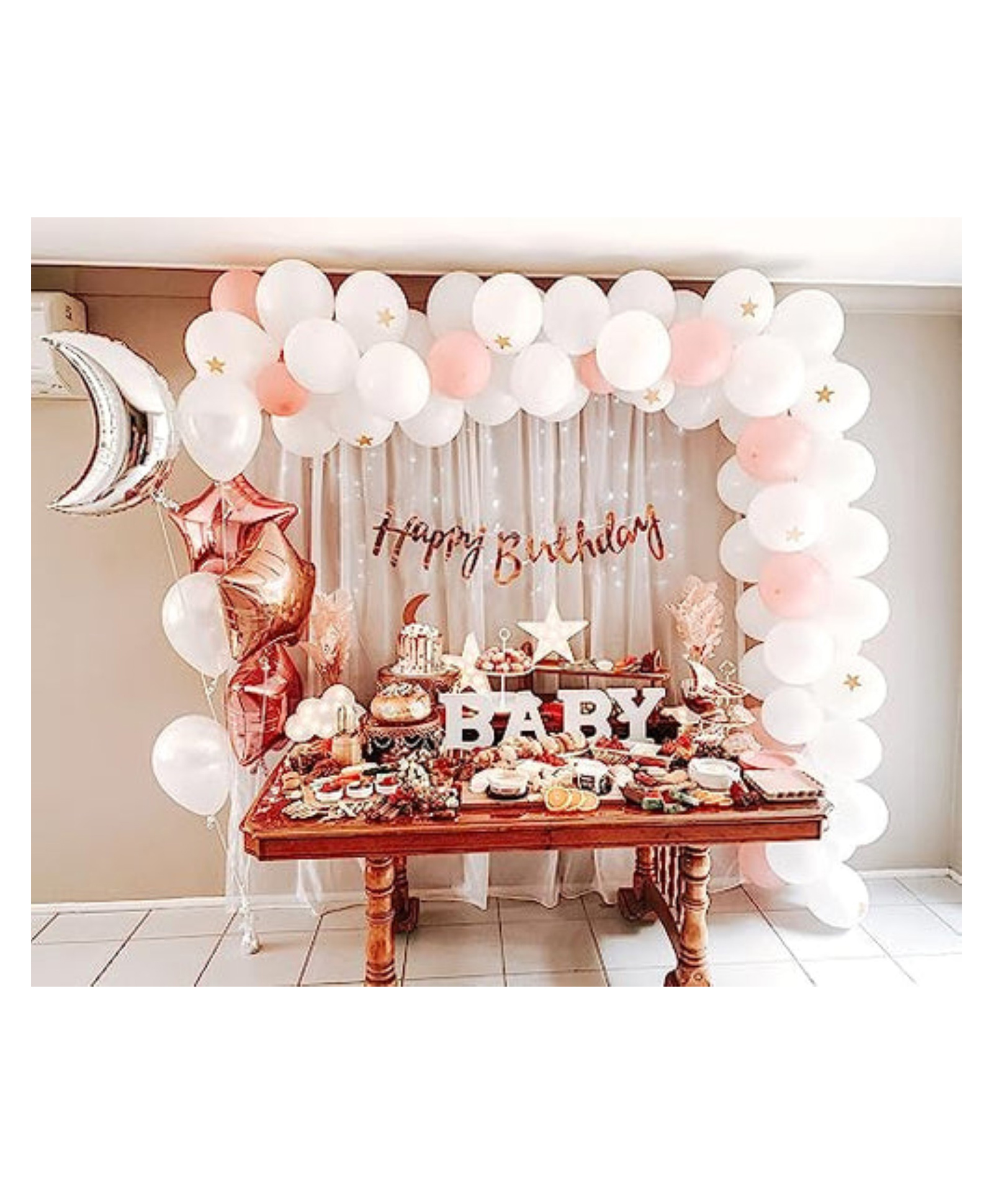 Bubble Trouble Rose Gold DIY Birthday Decoration Items for Girls White & Rose Gold Pack of 72-picture-34