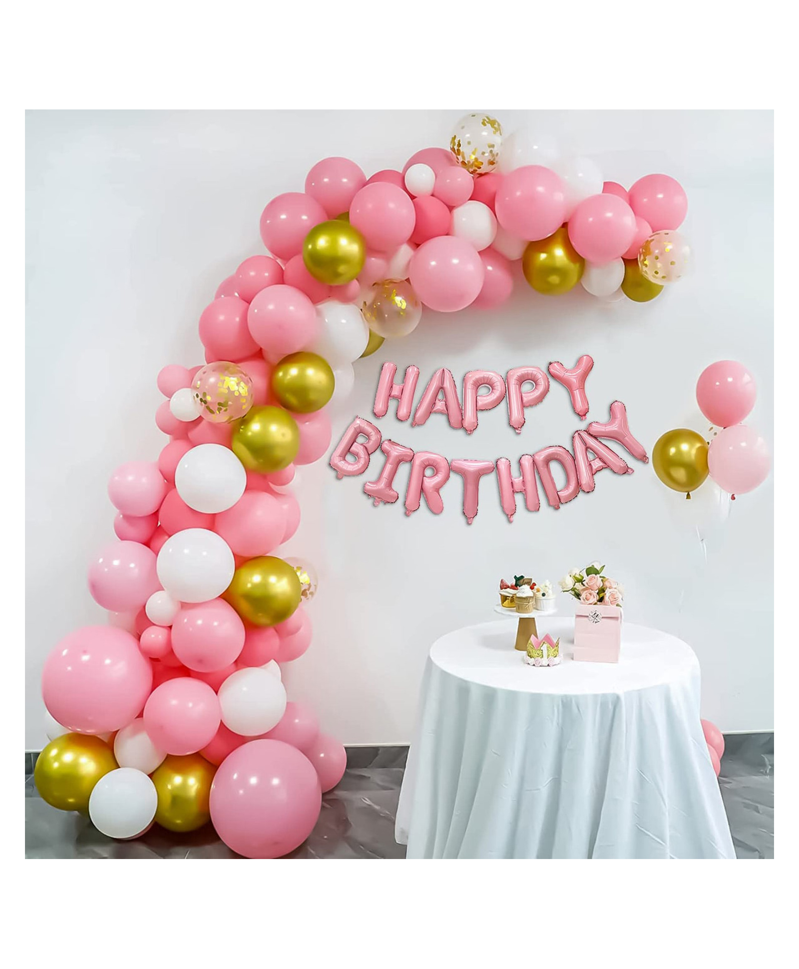 Bubble Trouble Pastel Theme Birthday Decoration Kit for Girls Pastel Pink White & Gold Pack of 65-picture-27
