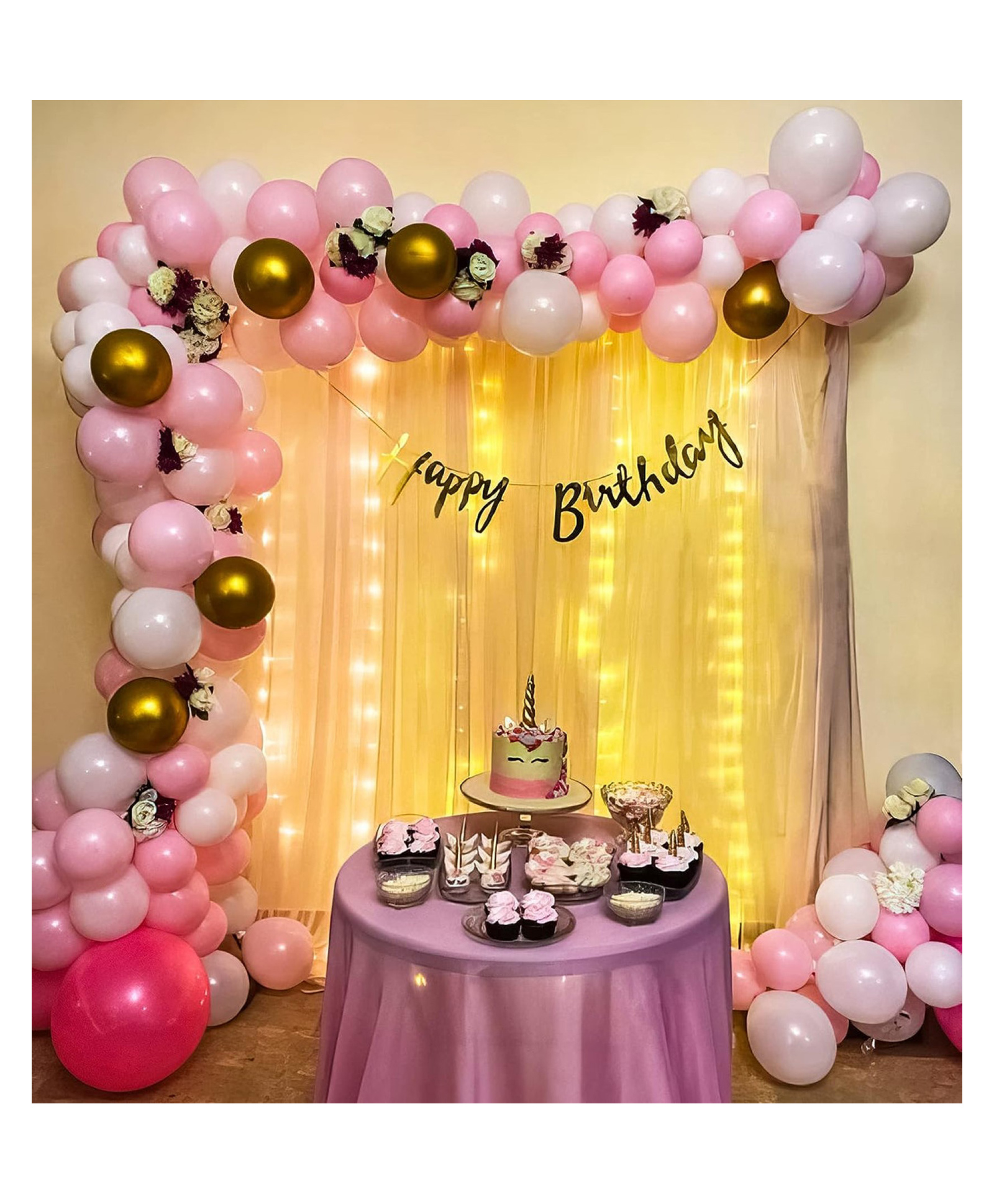 Bubble Trouble Pink & White Balloon Birthday Decoration Kit for Girls Pink & White Pack of 74-picture-17