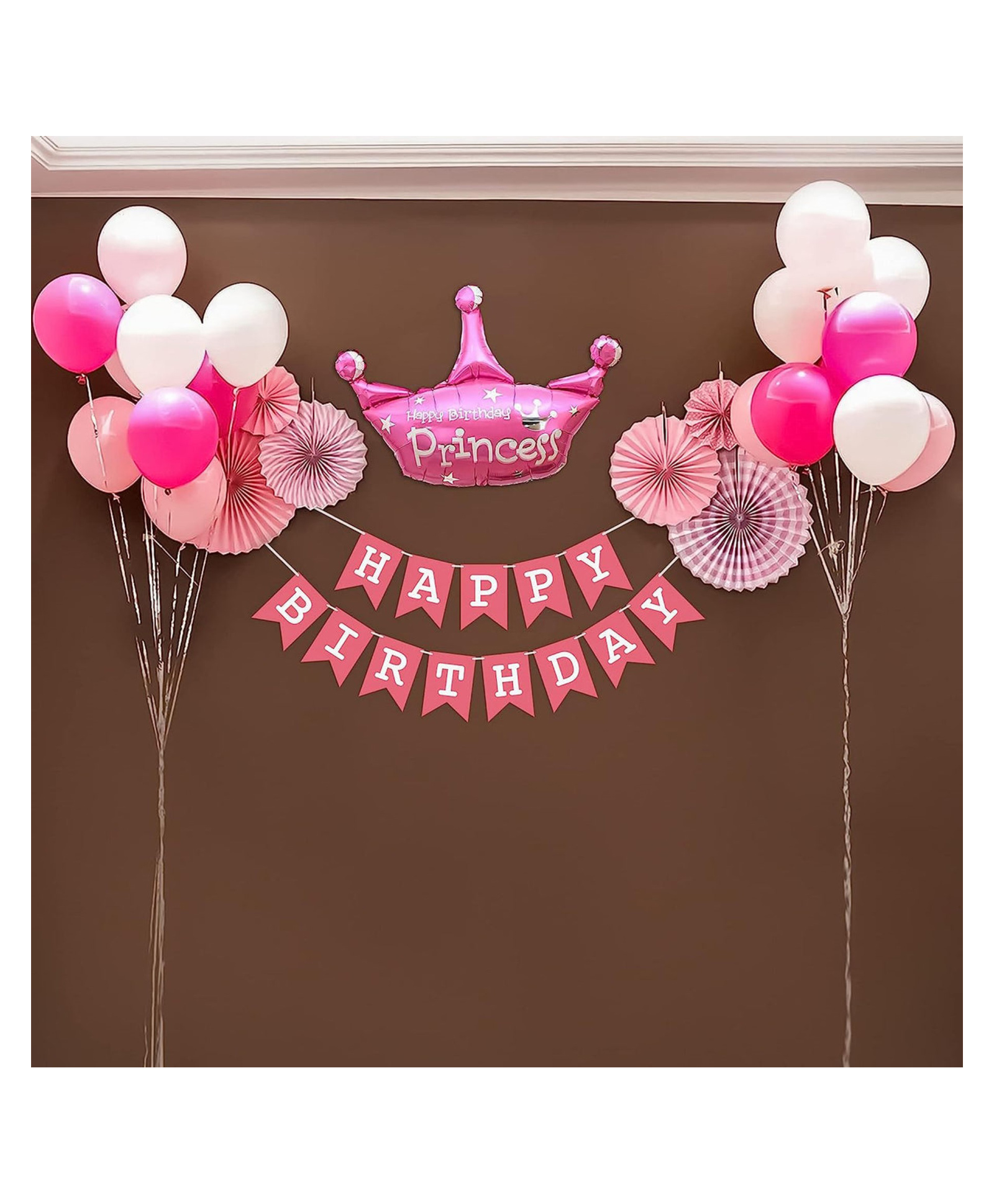 Bubble Trouble Pink Paper Fan Happy Birthday Decoration Kit Pack of 40-image-5