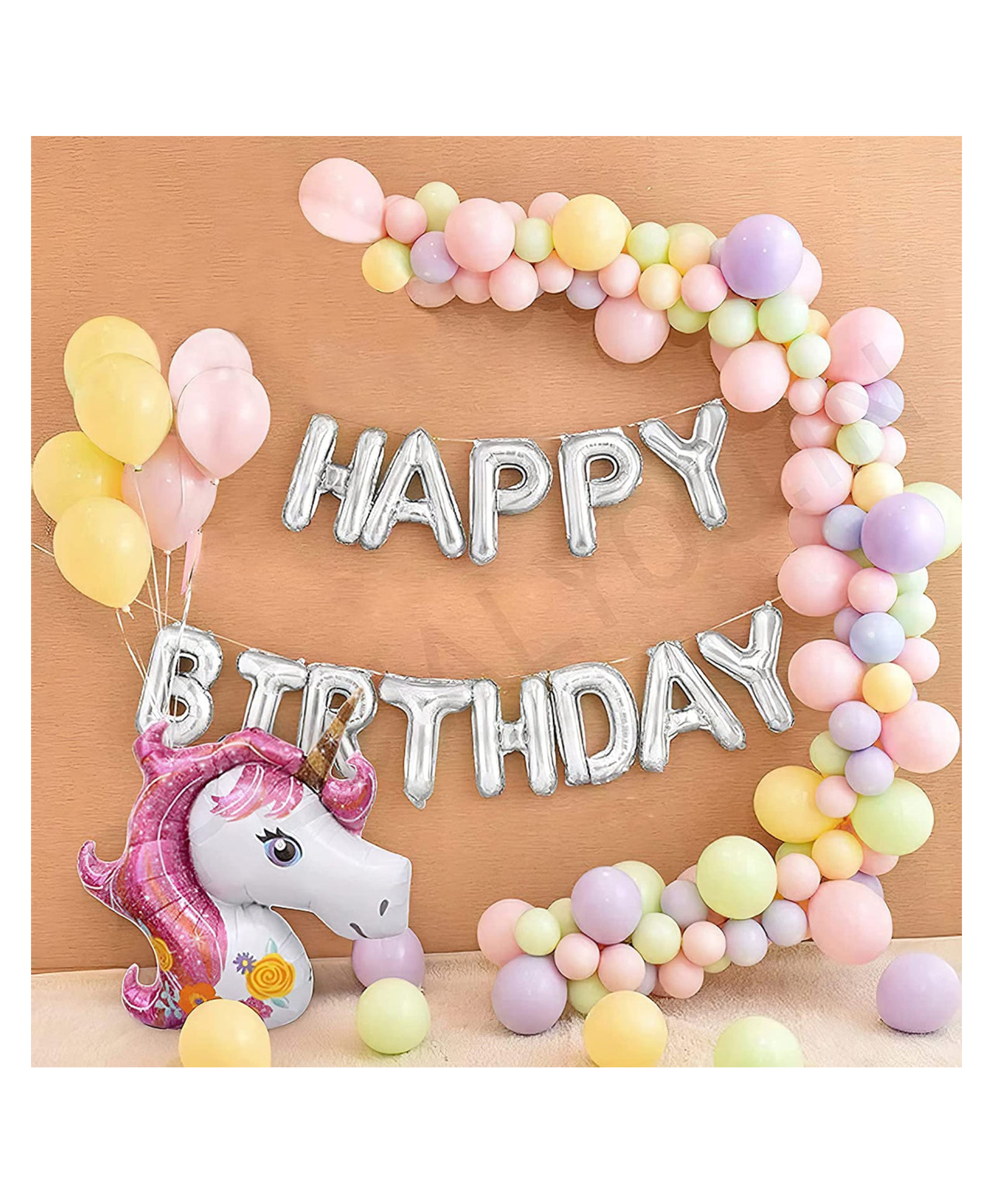 Bubble Trouble Unicorn Theme Birthday with Rainbow Balloons Kit Multicolour Pack of 55-picture-10